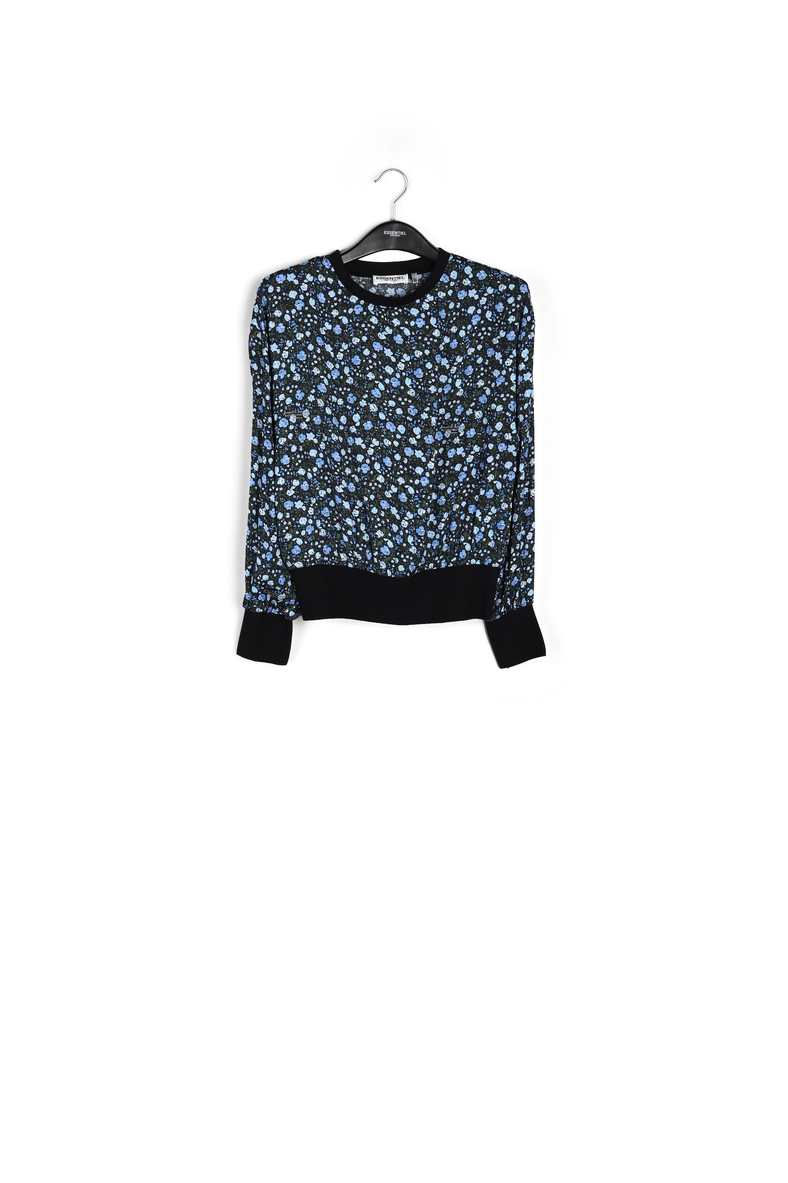 Top met blauwe en turquoise bloemenprint RE—SSENTIEL | Essentiel second hand