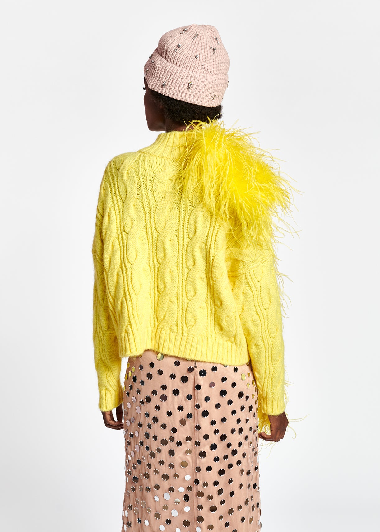 Pastel yellow cable-knit sweater RE—SSENTIEL | Essentiel second hand