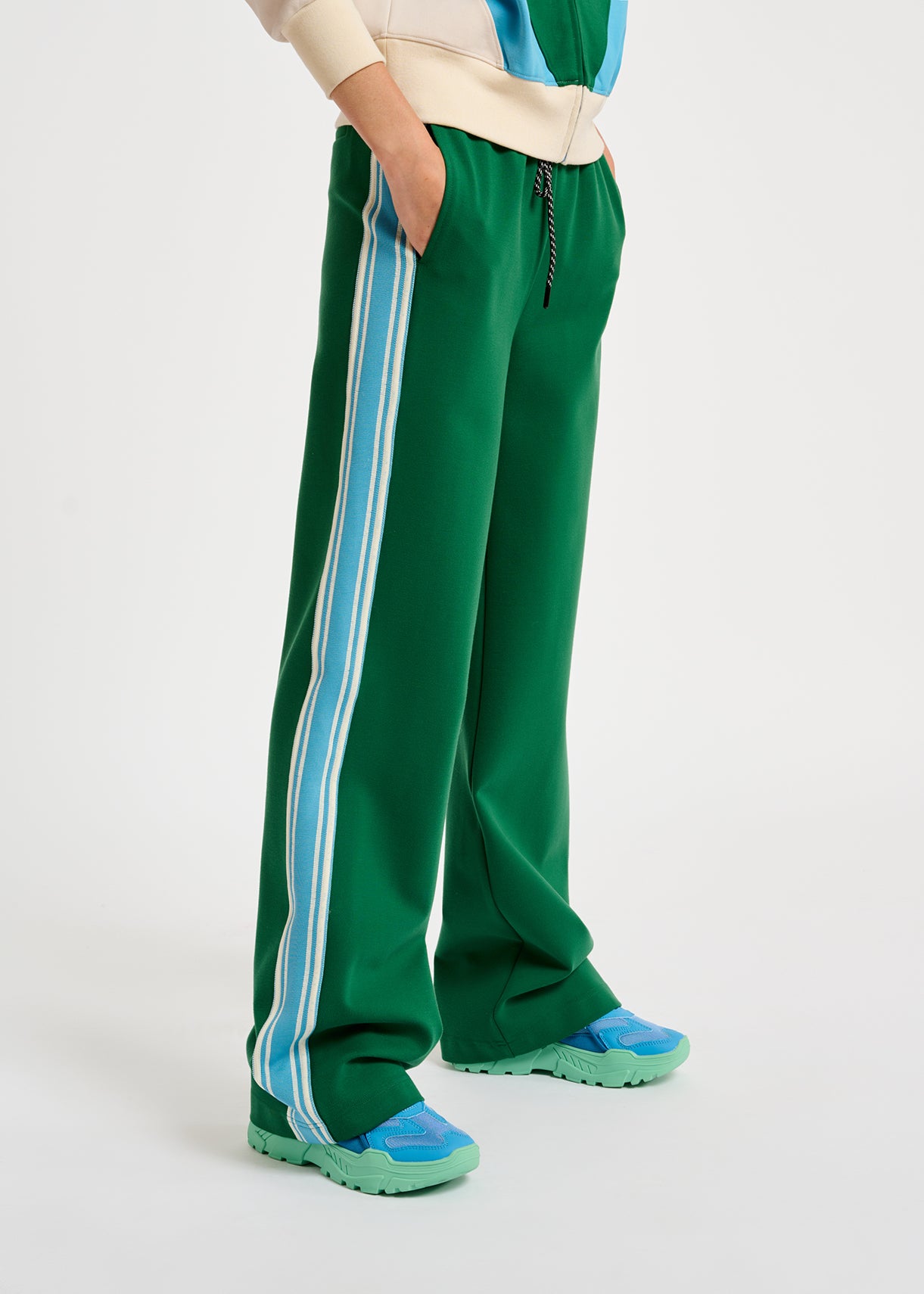 Green track pants with blue and off-white stripes RE—SSENTIEL | Essentiel second hand