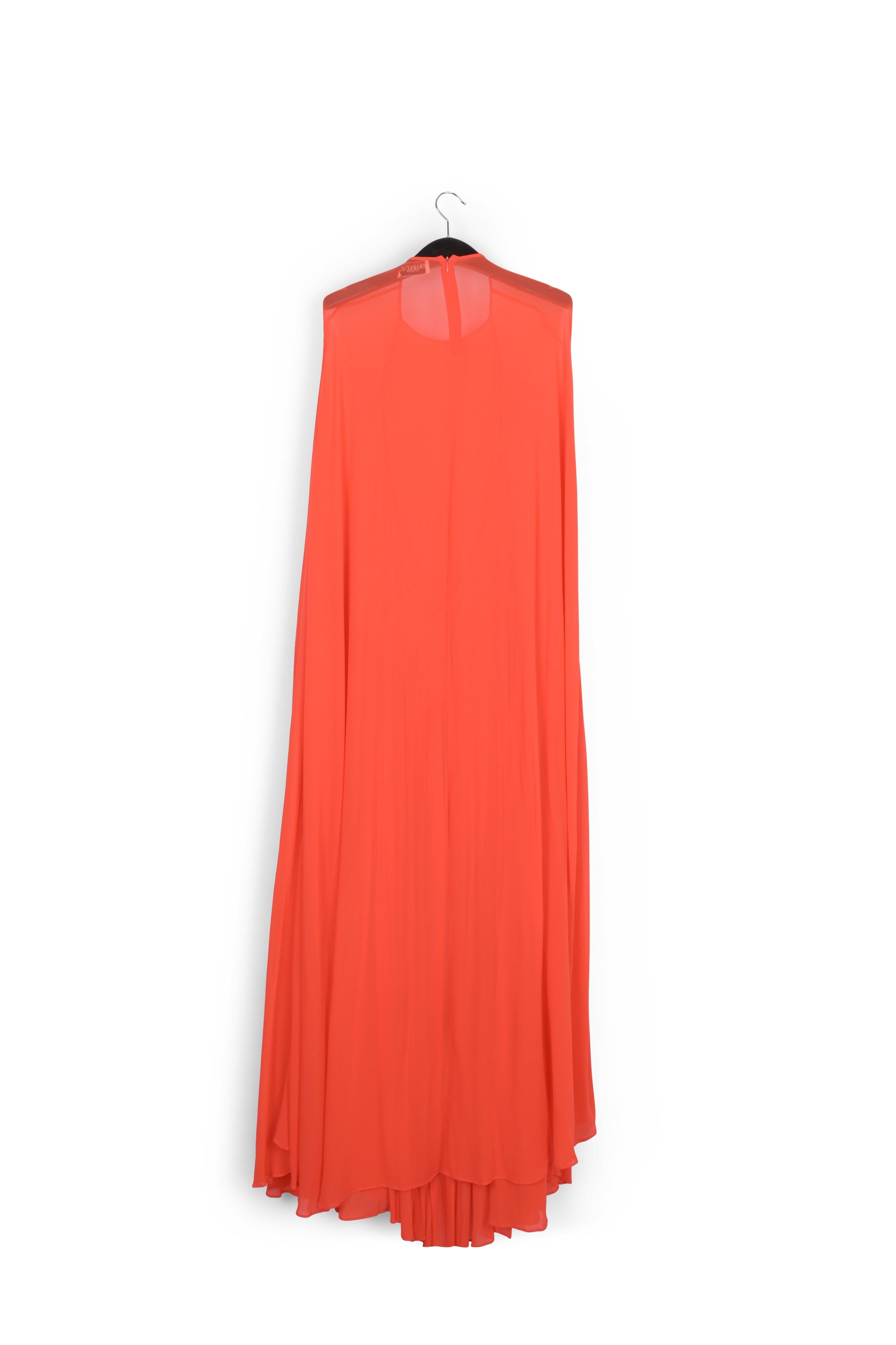 Red maxi-dress with cape-like sleeves RE—SSENTIEL | Essentiel second hand