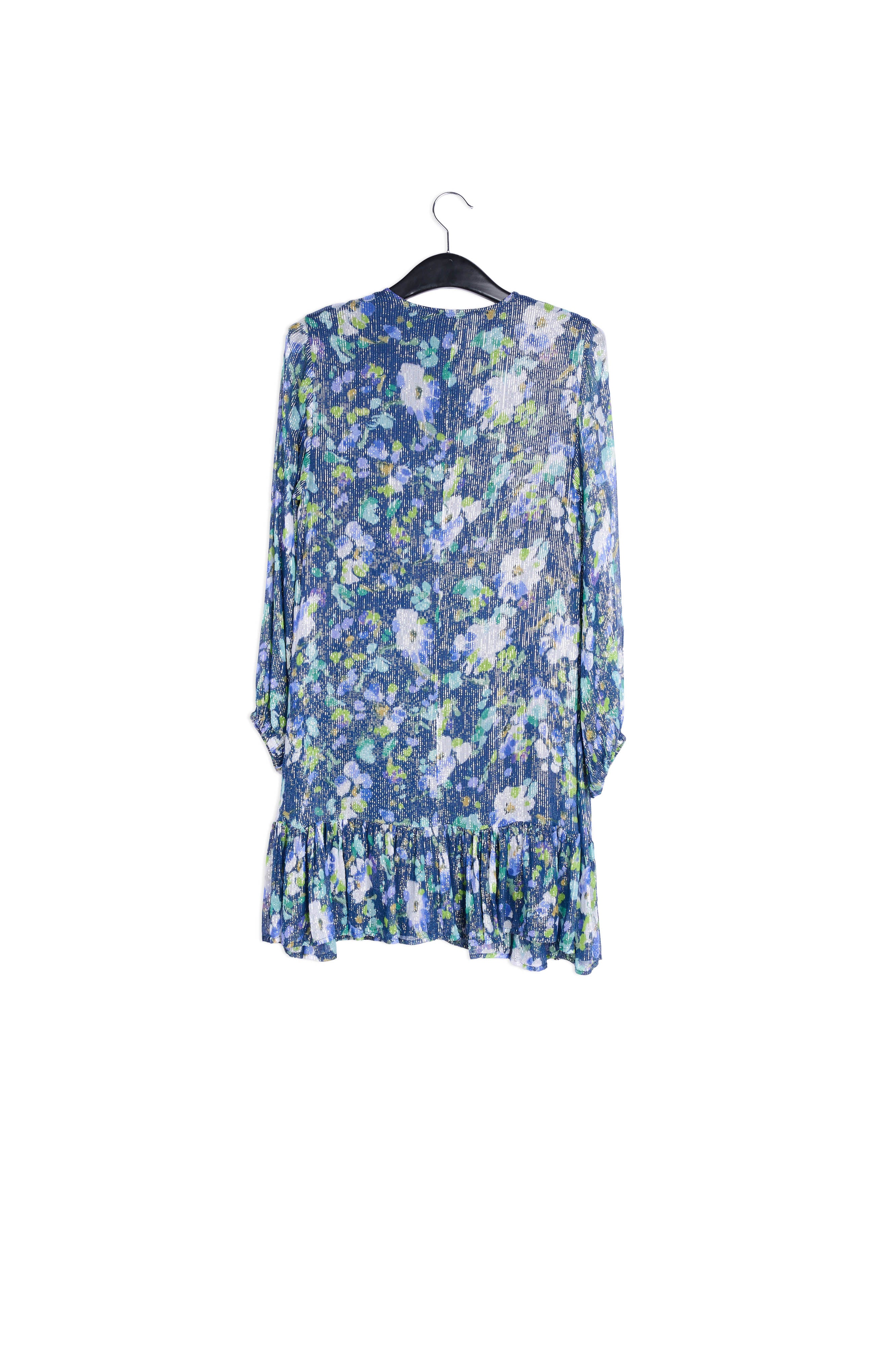 Dark blue floral-print a-line dress RE—SSENTIEL | Essentiel second hand