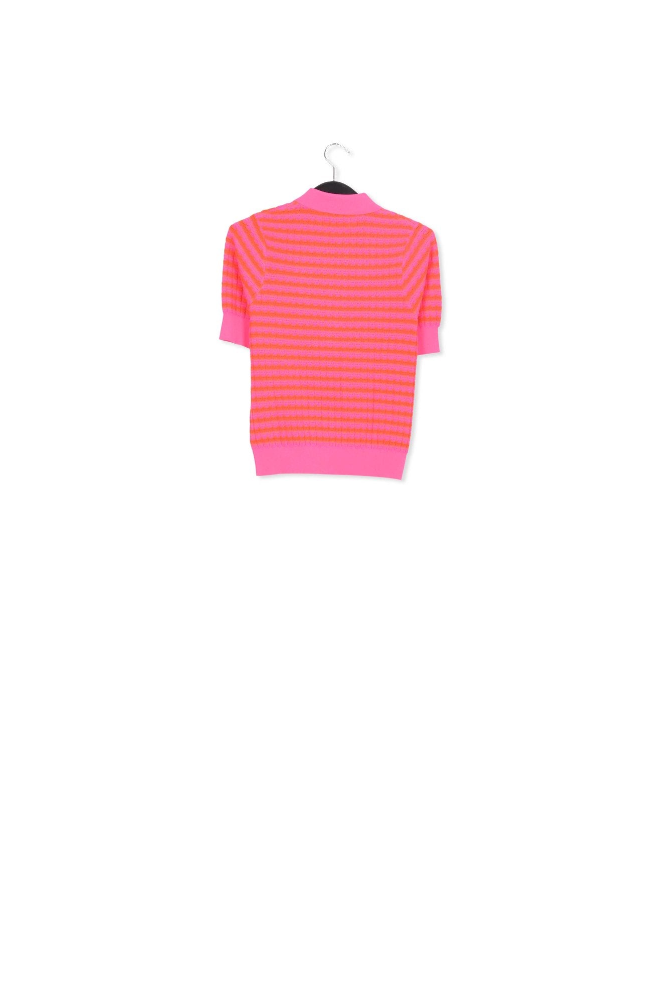 Polo en tricot rayé rose et rouge RE—SSENTIEL | Essentiel second hand
