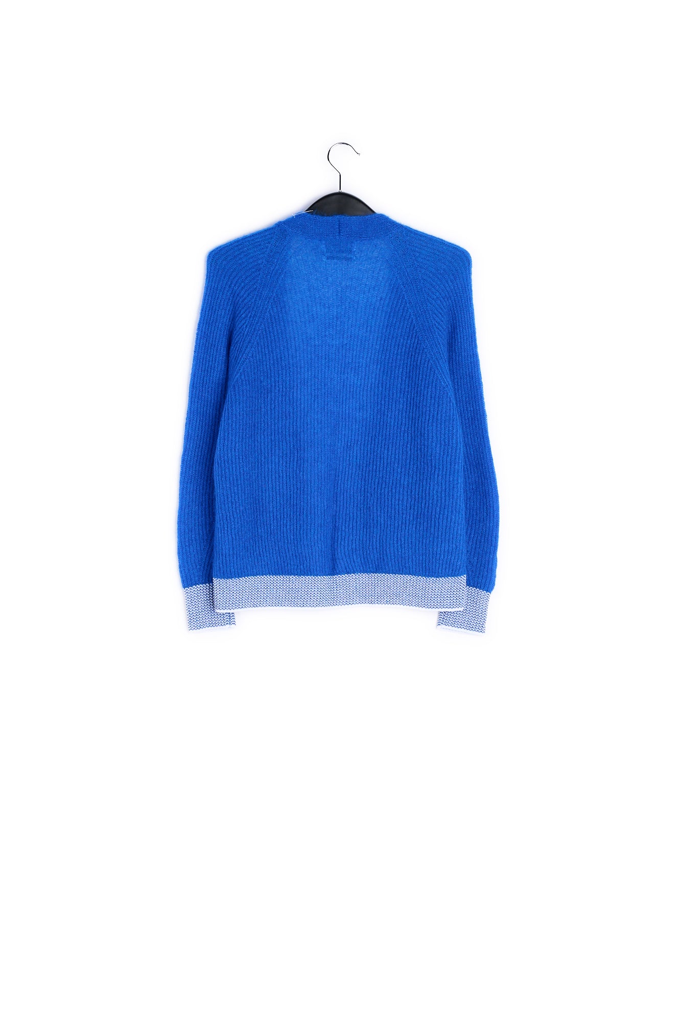 Turquoise ribbed open cardigan with accentuated trims RE—SSENTIEL | Essentiel second hand