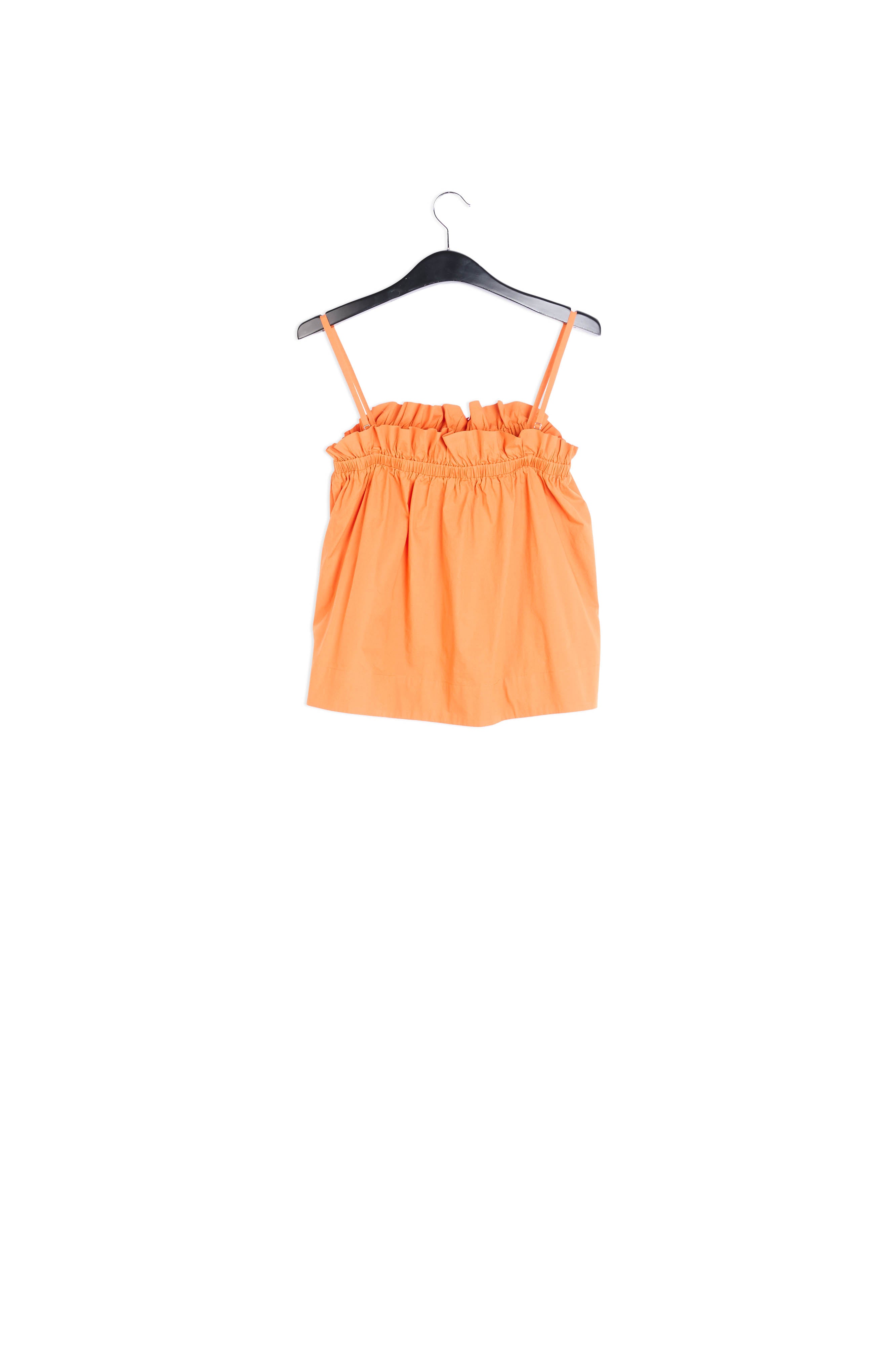 Orange cotton-poplin ruffled camisole RE—SSENTIEL | Essentiel second hand