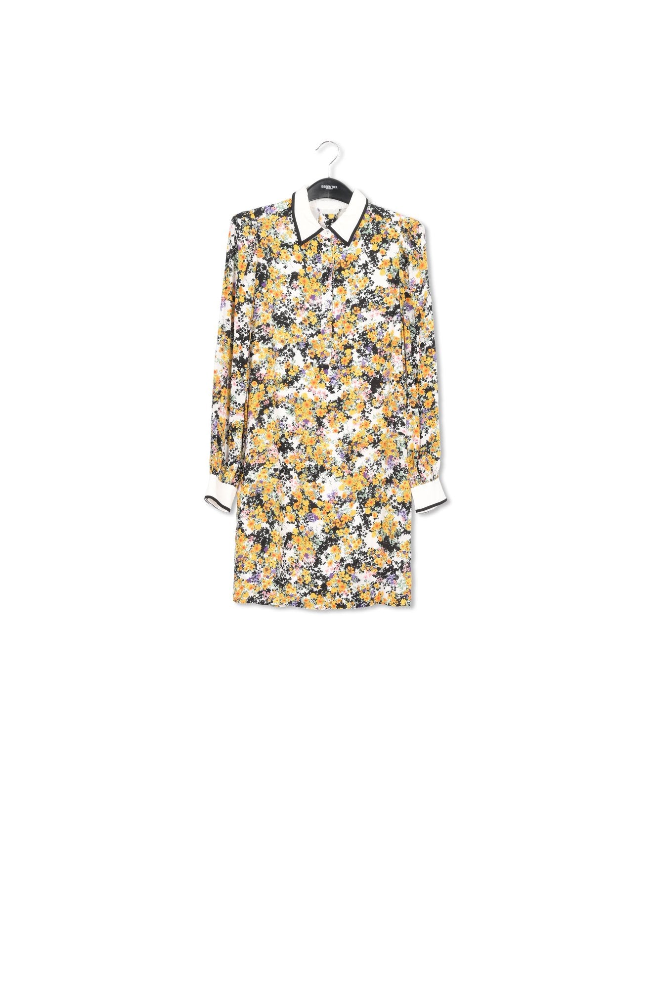 Off-white floral mini shirtdress RE—SSENTIEL | Essentiel second hand