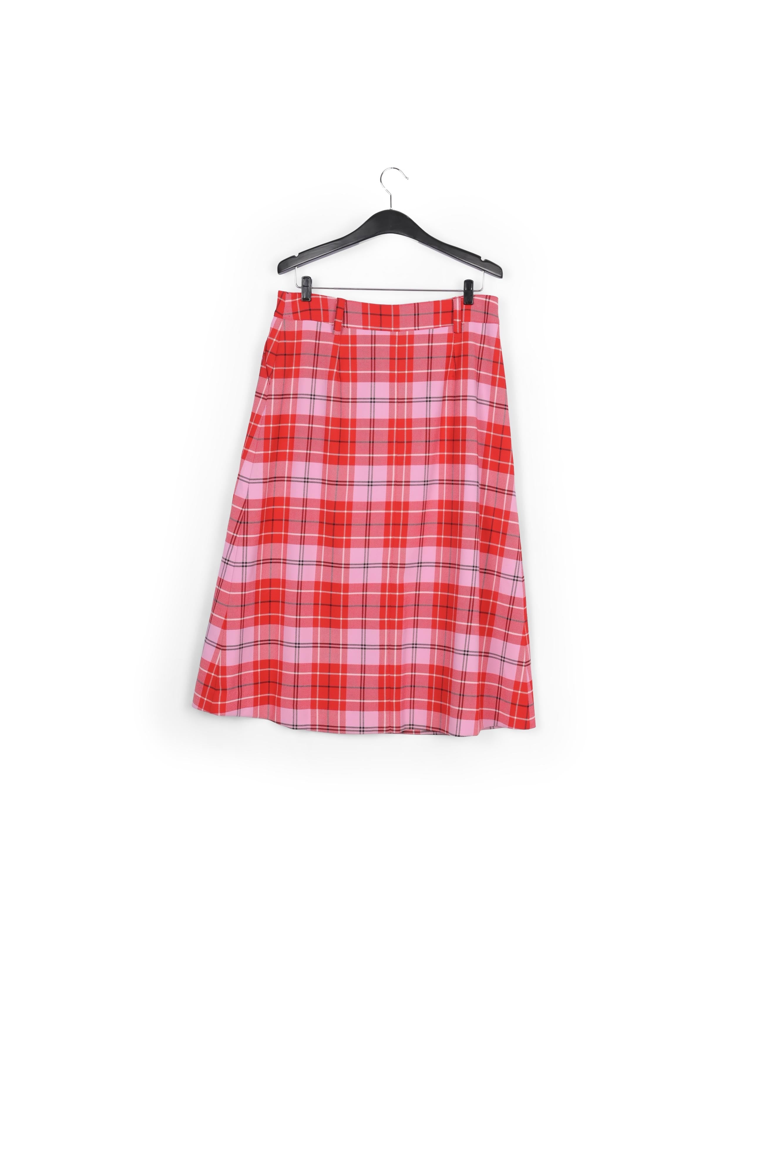 Jupe midi à carreaux rouge et rose RE—SSENTIEL | Essentiel second hand