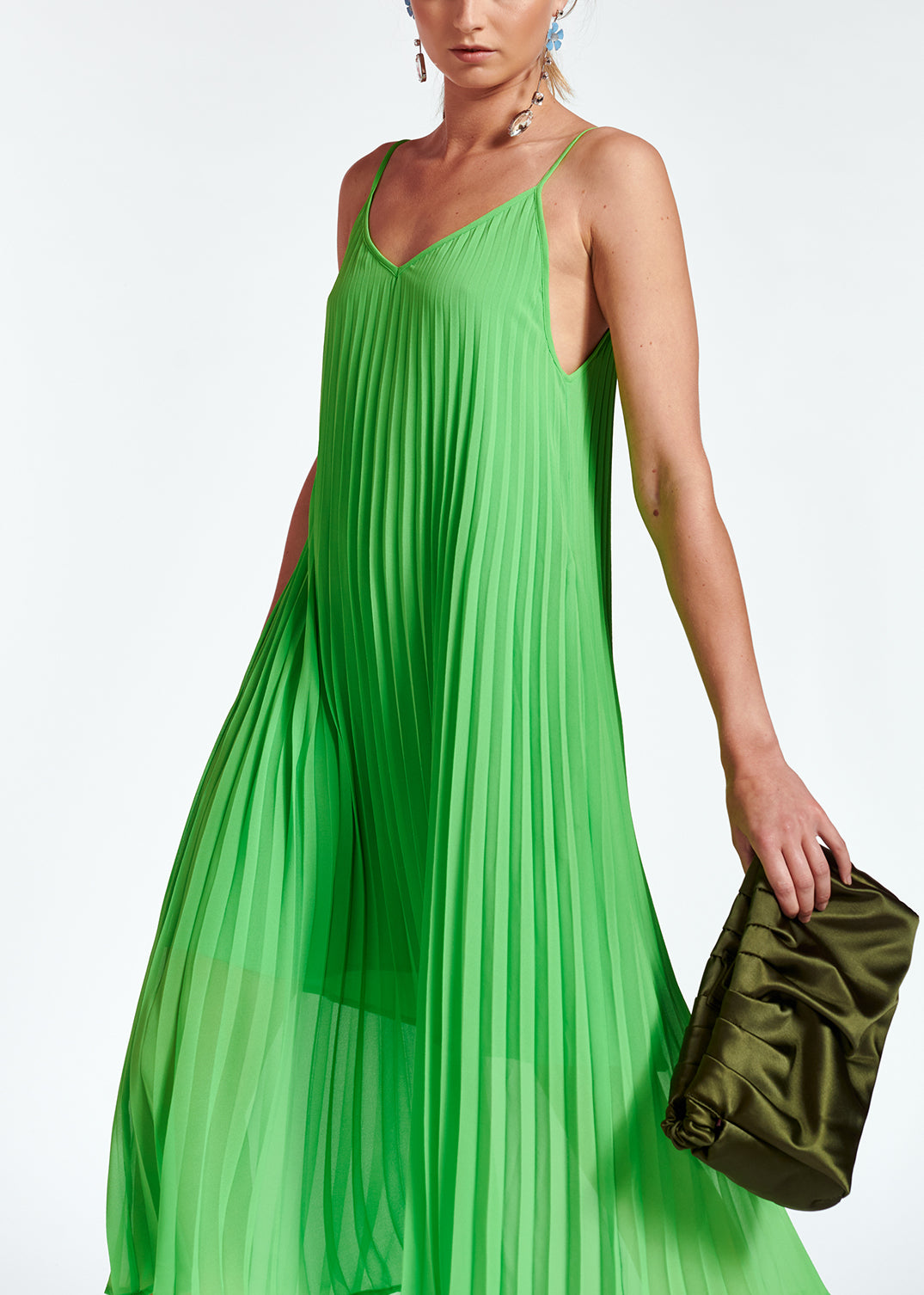 Robe midi plissée vert vif RE—SSENTIEL | Essentiel second hand