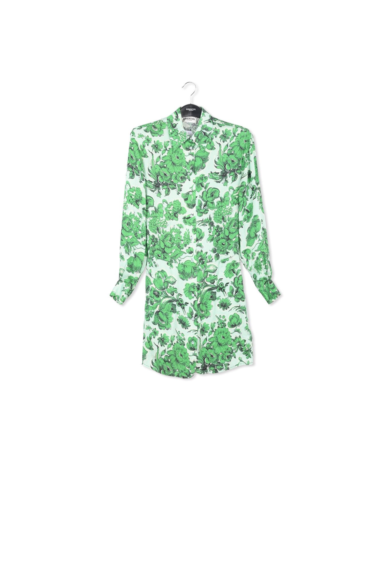 Mini robe en soie bleue et verte fleurie RE—SSENTIEL | Essentiel second hand