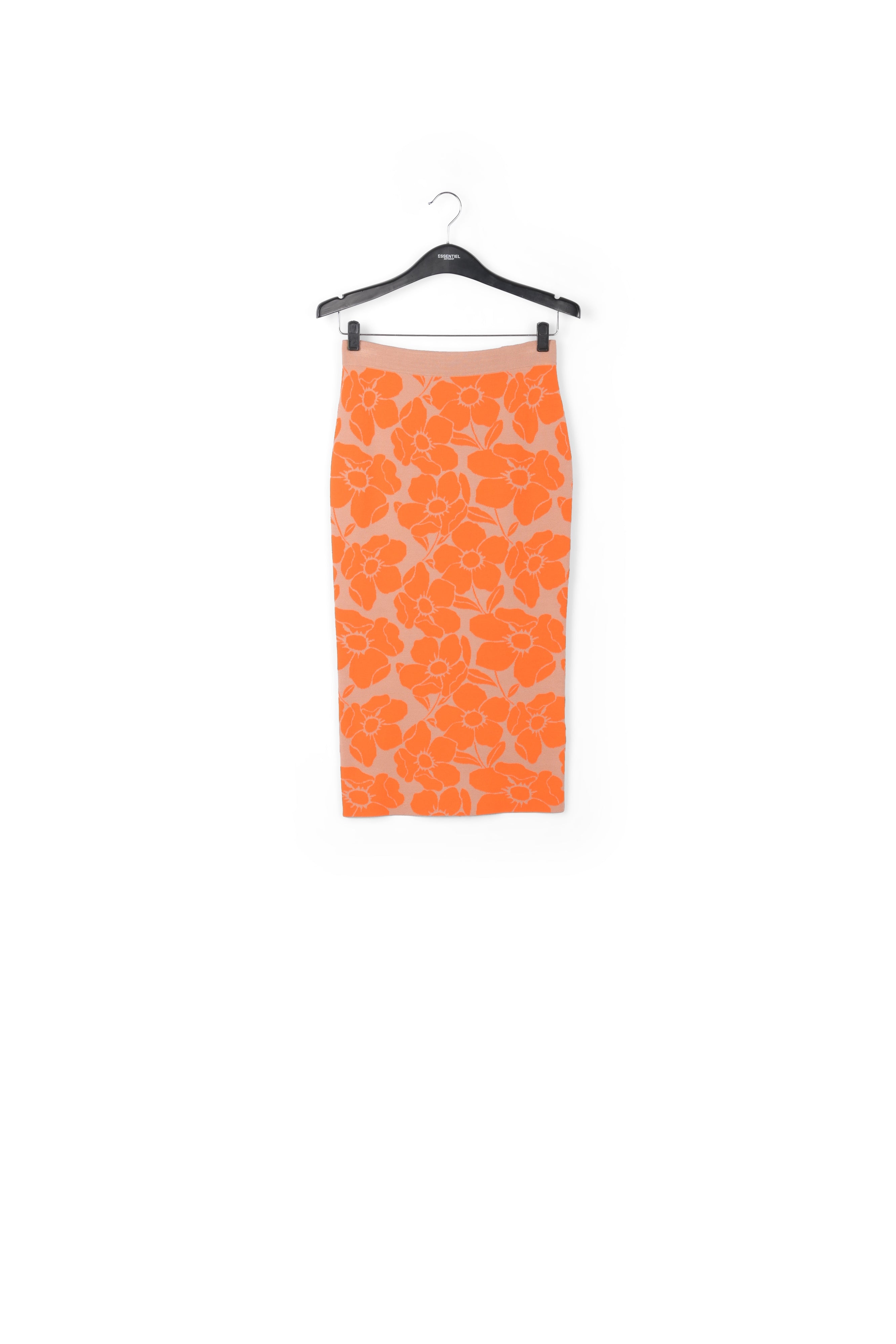 Beige and orange floral jacquard-knit midi skirt RE—SSENTIEL | Essentiel second hand