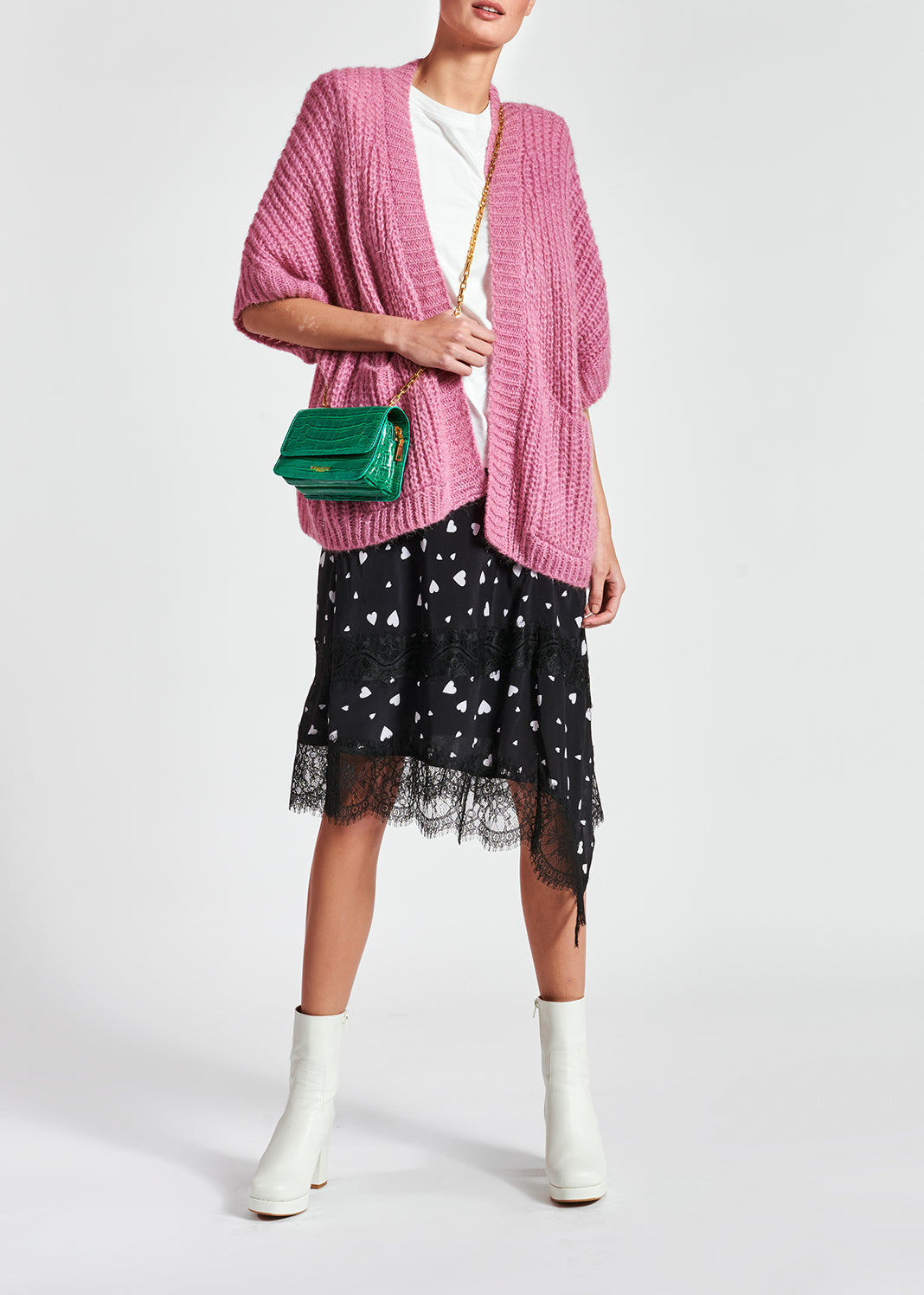 Pink mohair-blend cardigan RE—SSENTIEL | Essentiel second hand