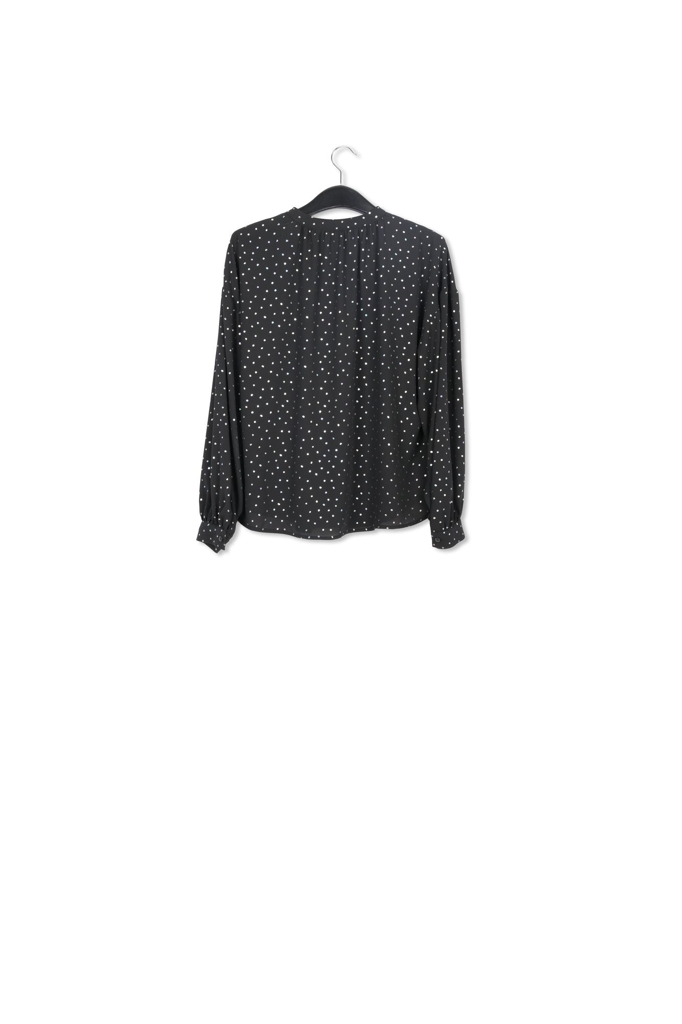 Blouse noire boutonnée à pois holographiques RE—SSENTIEL | Essentiel second hand