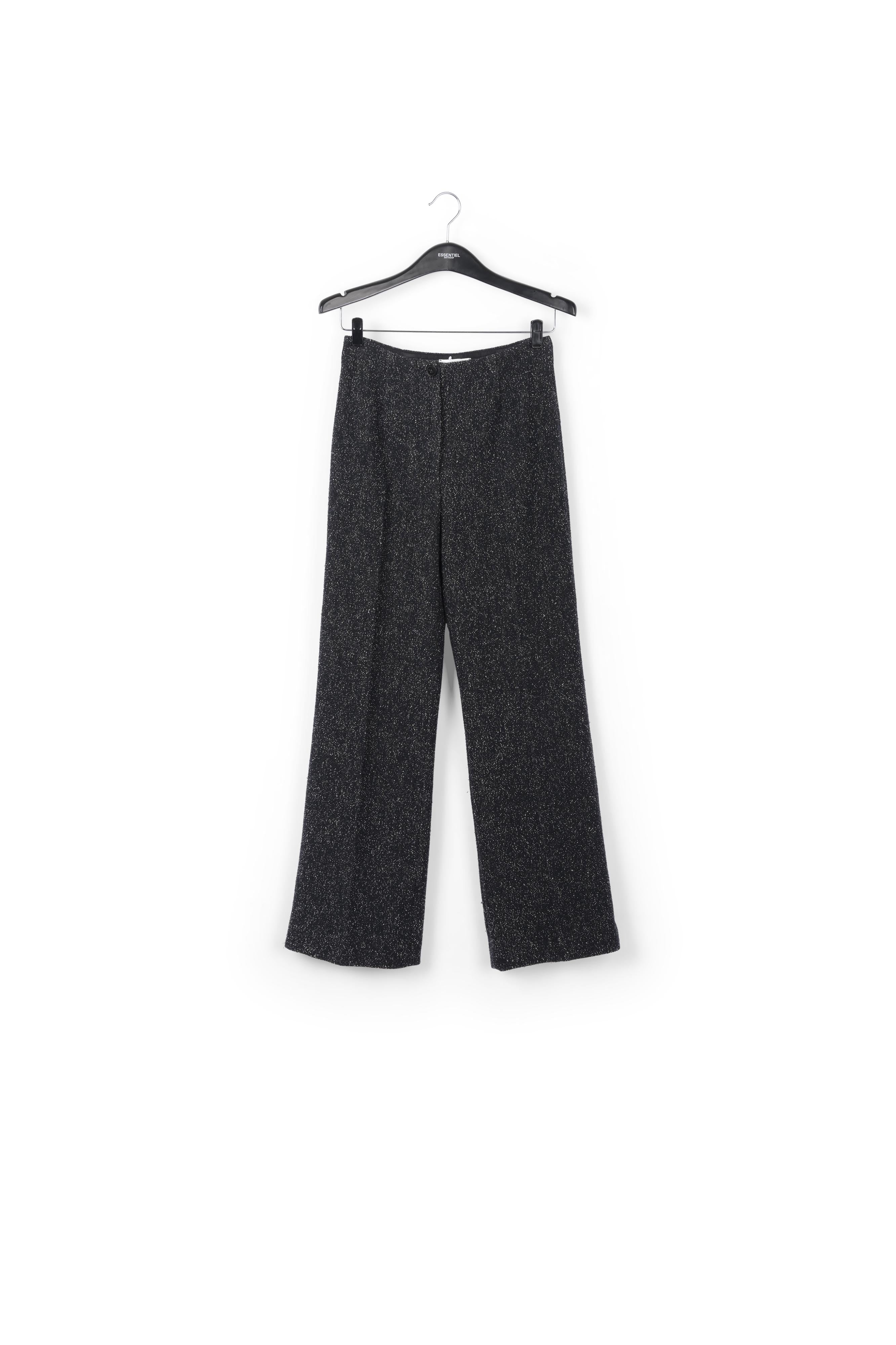 Black wide-leg bouclé pants RE—SSENTIEL | Essentiel second hand