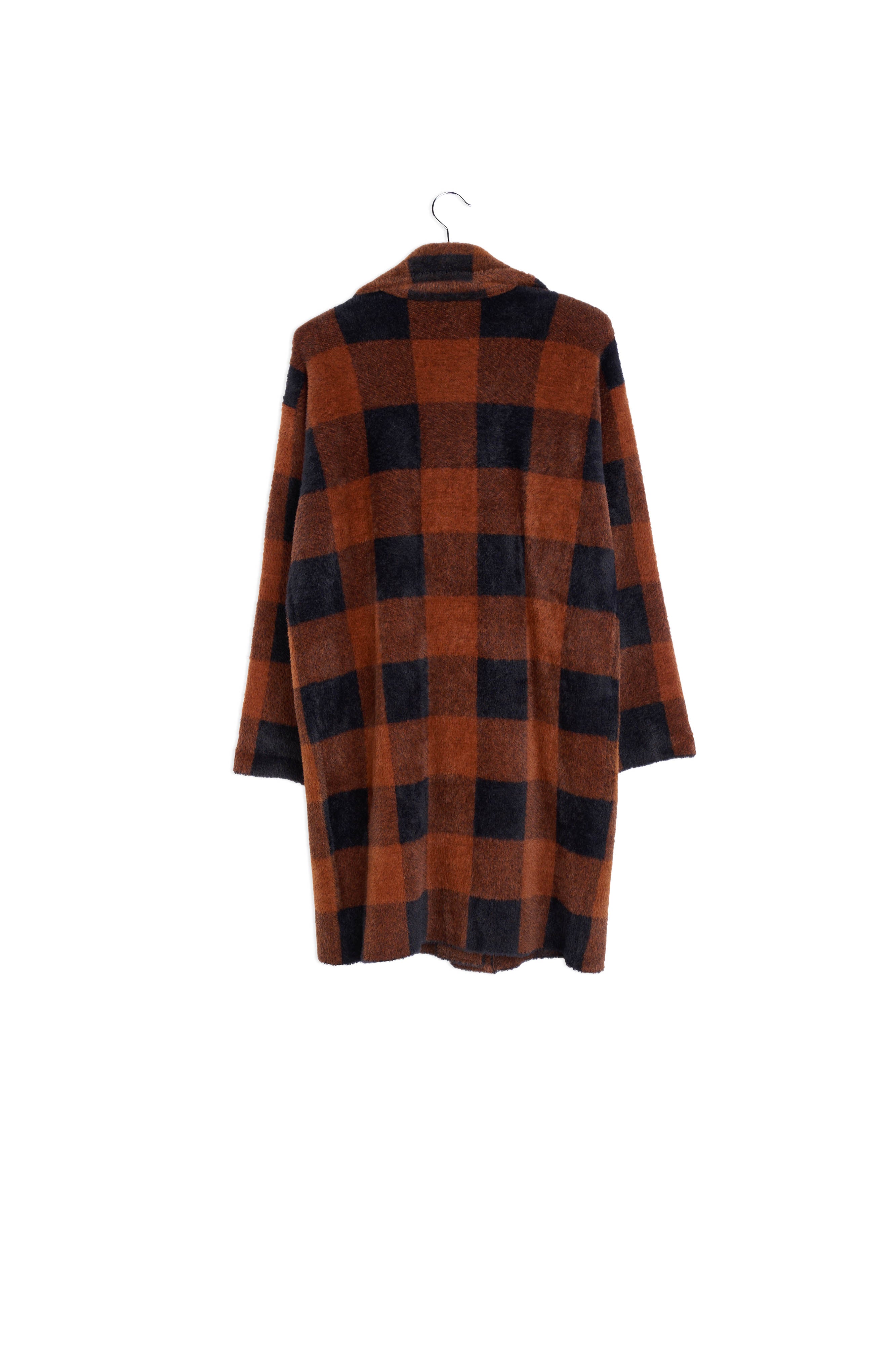 Black and blue check knitted coat RE—SSENTIEL | Essentiel second hand