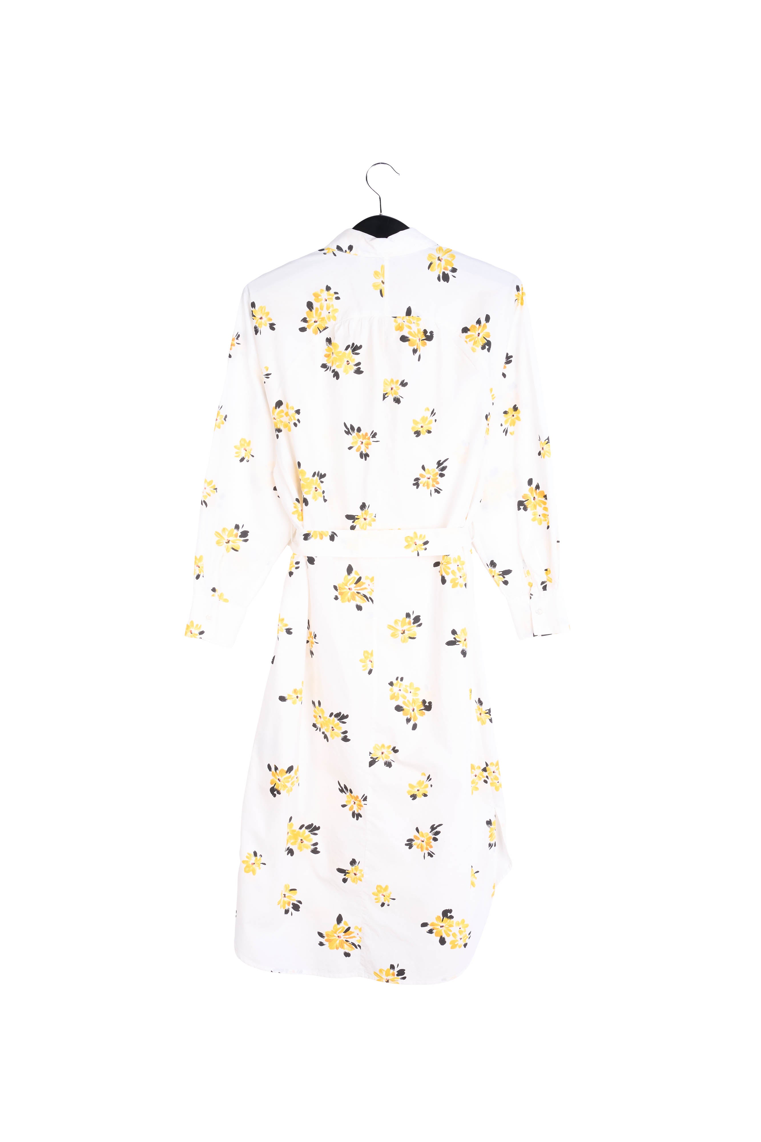 White shirt dress with blue and green floral print RE—SSENTIEL | Essentiel second hand