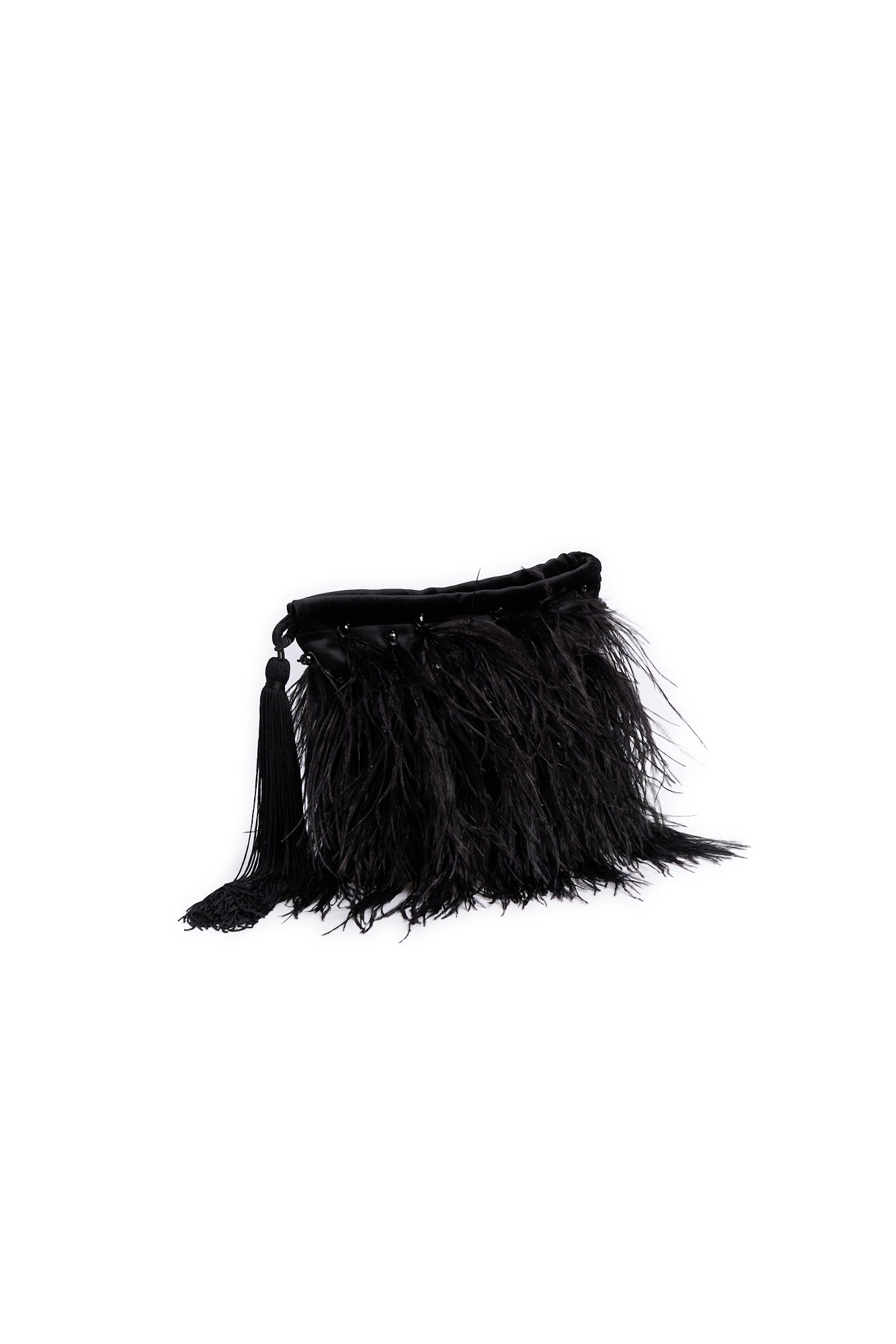 Black feather-embellished bucket bag RE—SSENTIEL | Essentiel second hand