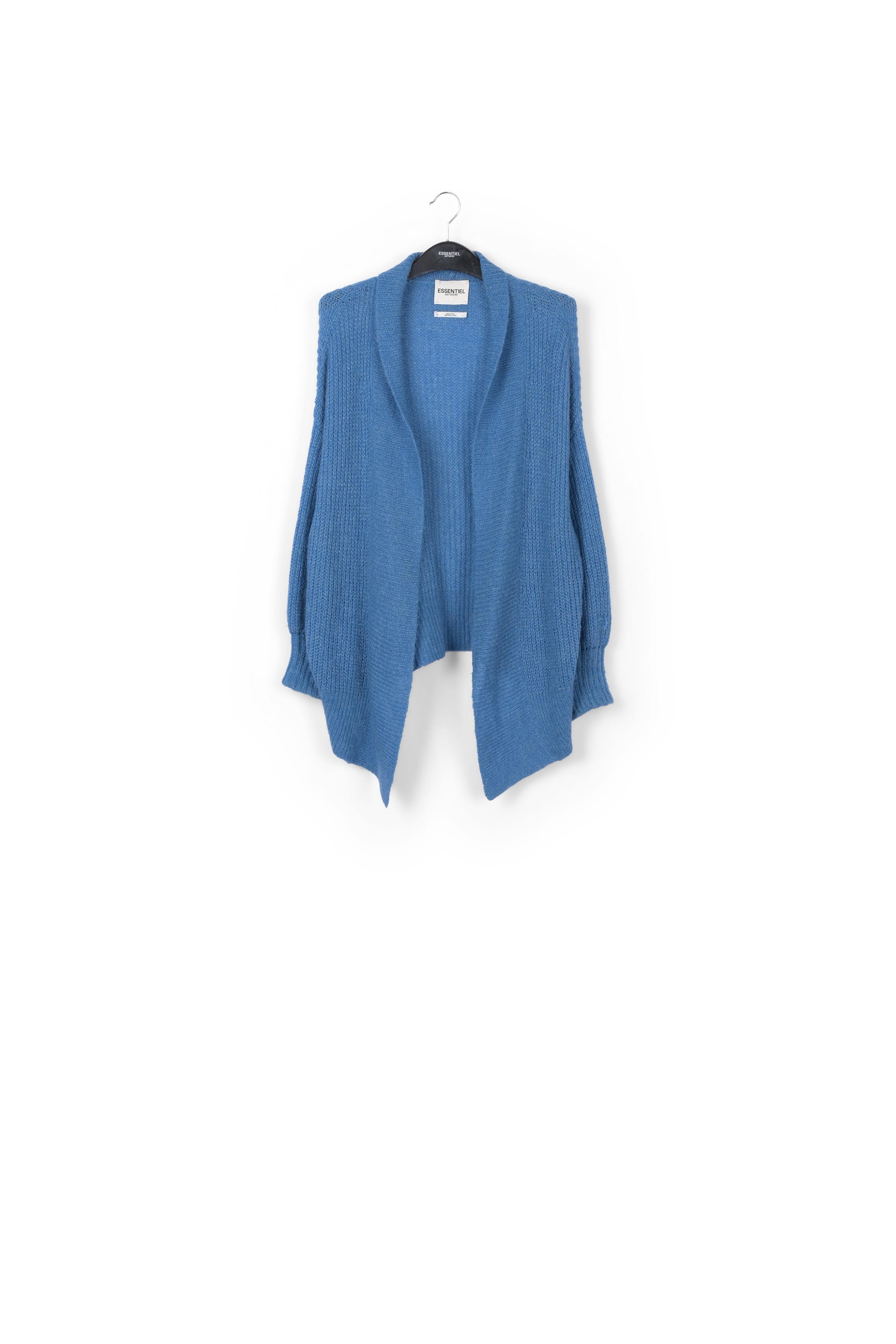 Cardigan bleu vif à col replié RE—SSENTIEL | Essentiel second hand