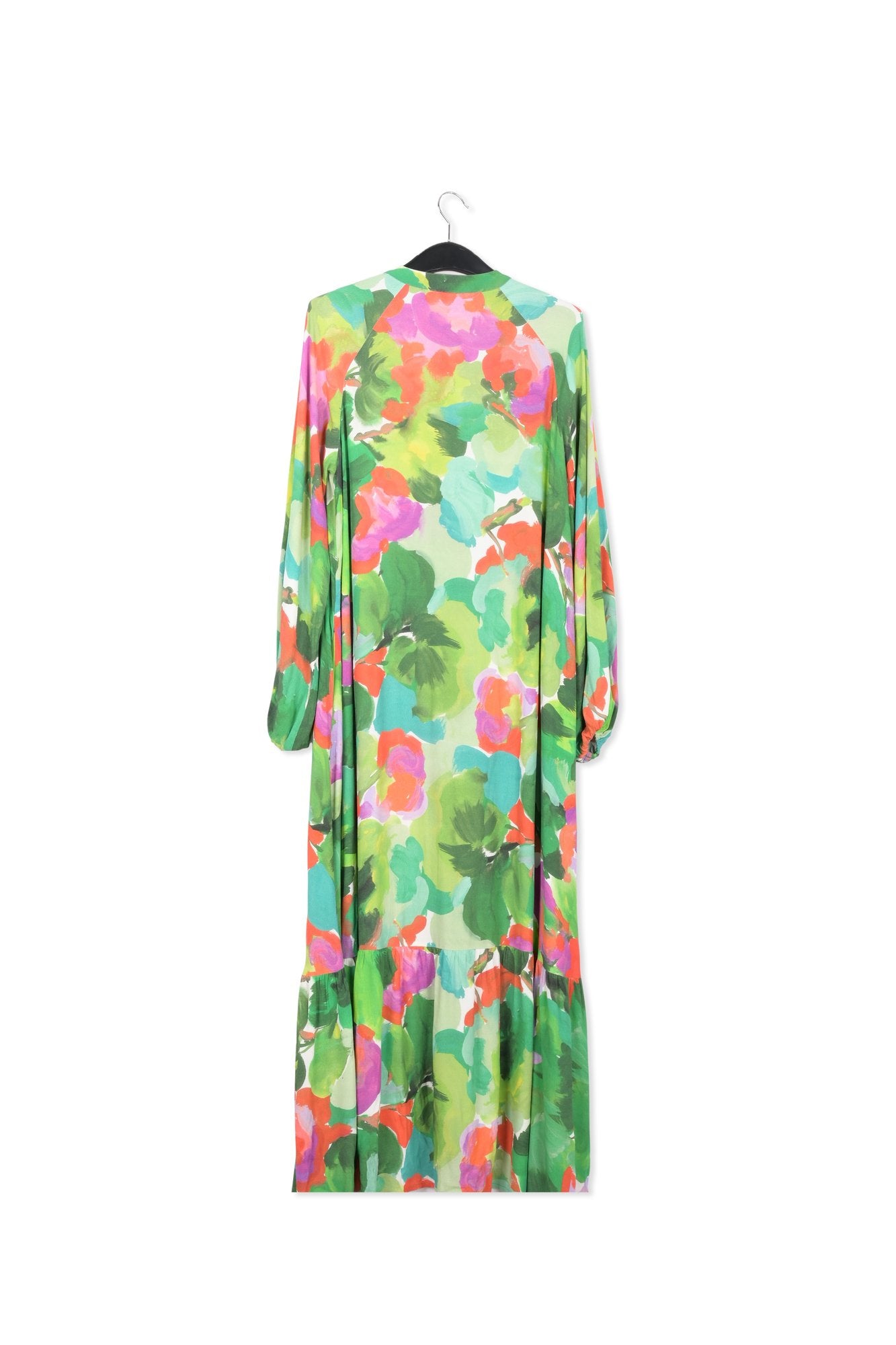Green watercolor print maxi-length shirt dress RE—SSENTIEL | Essentiel second hand