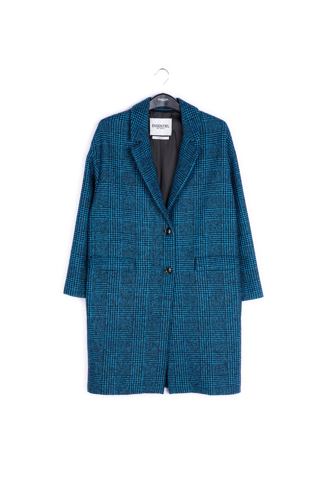 Blue and black wool blend coat RE—SSENTIEL | Essentiel second hand