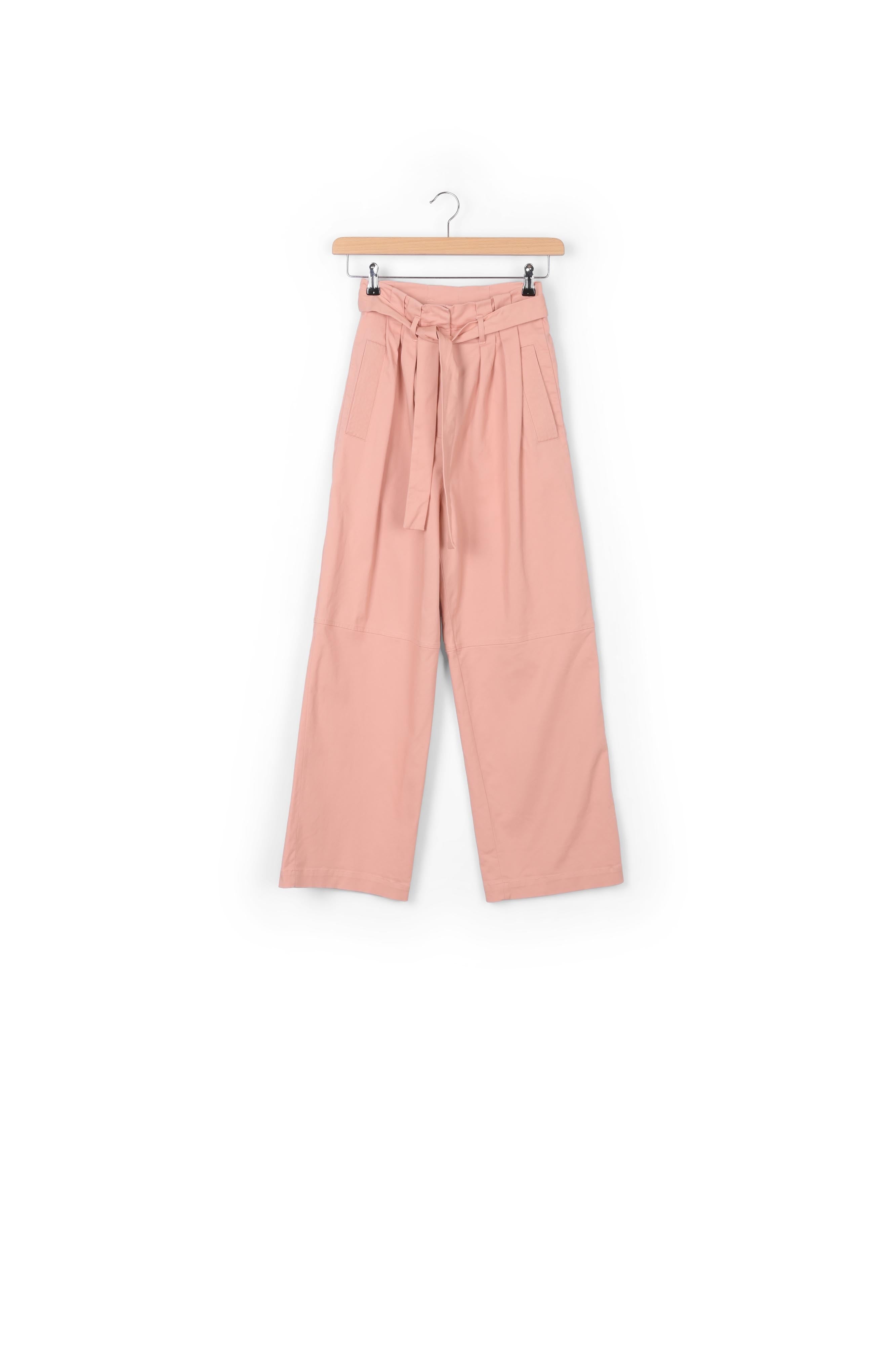 Pink belted straight-leg pants RE—SSENTIEL | Essentiel second hand