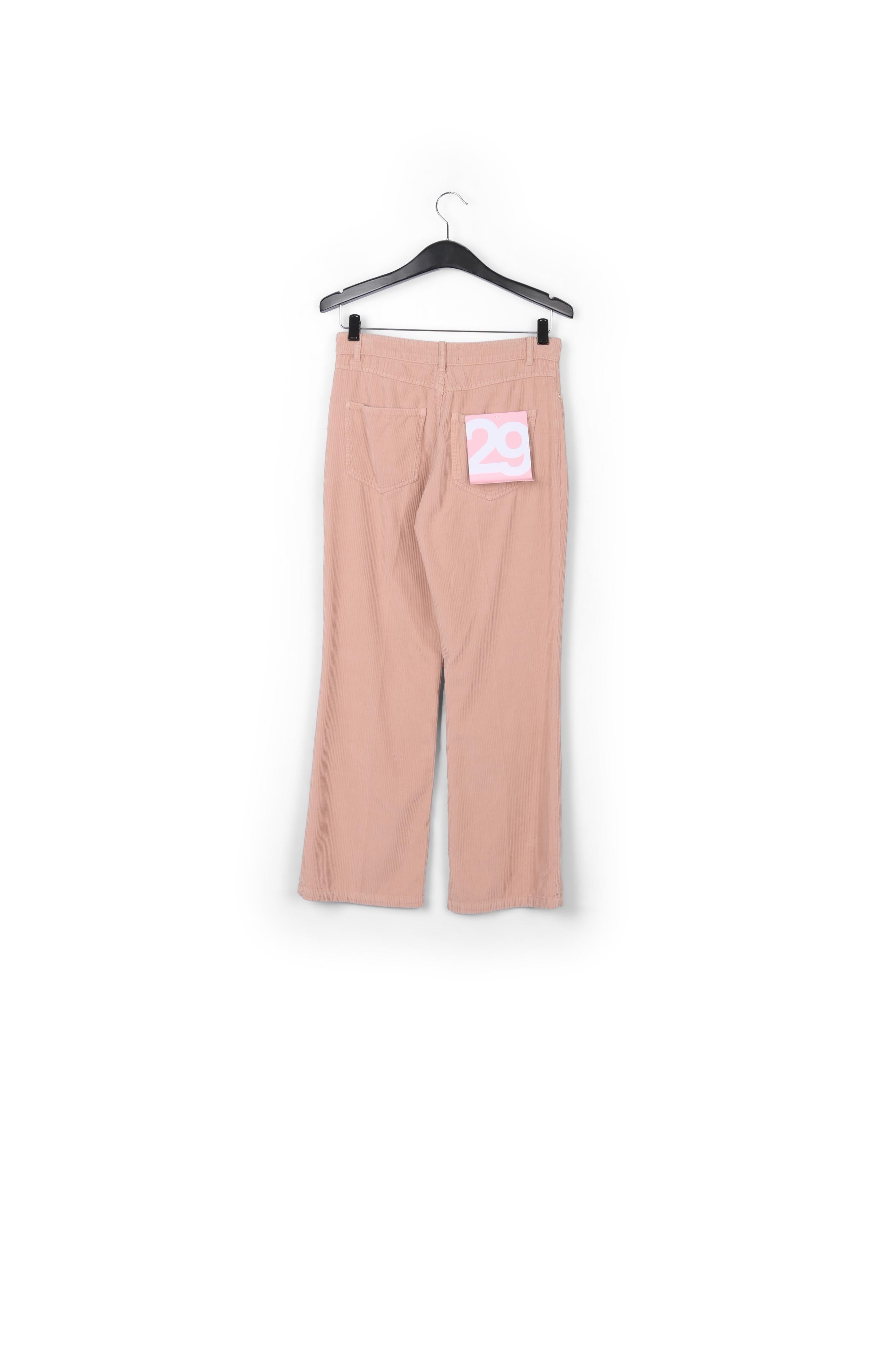 Vintage roze fluwelen broek met uitlopende pijpen RE—SSENTIEL | Essentiel second hand