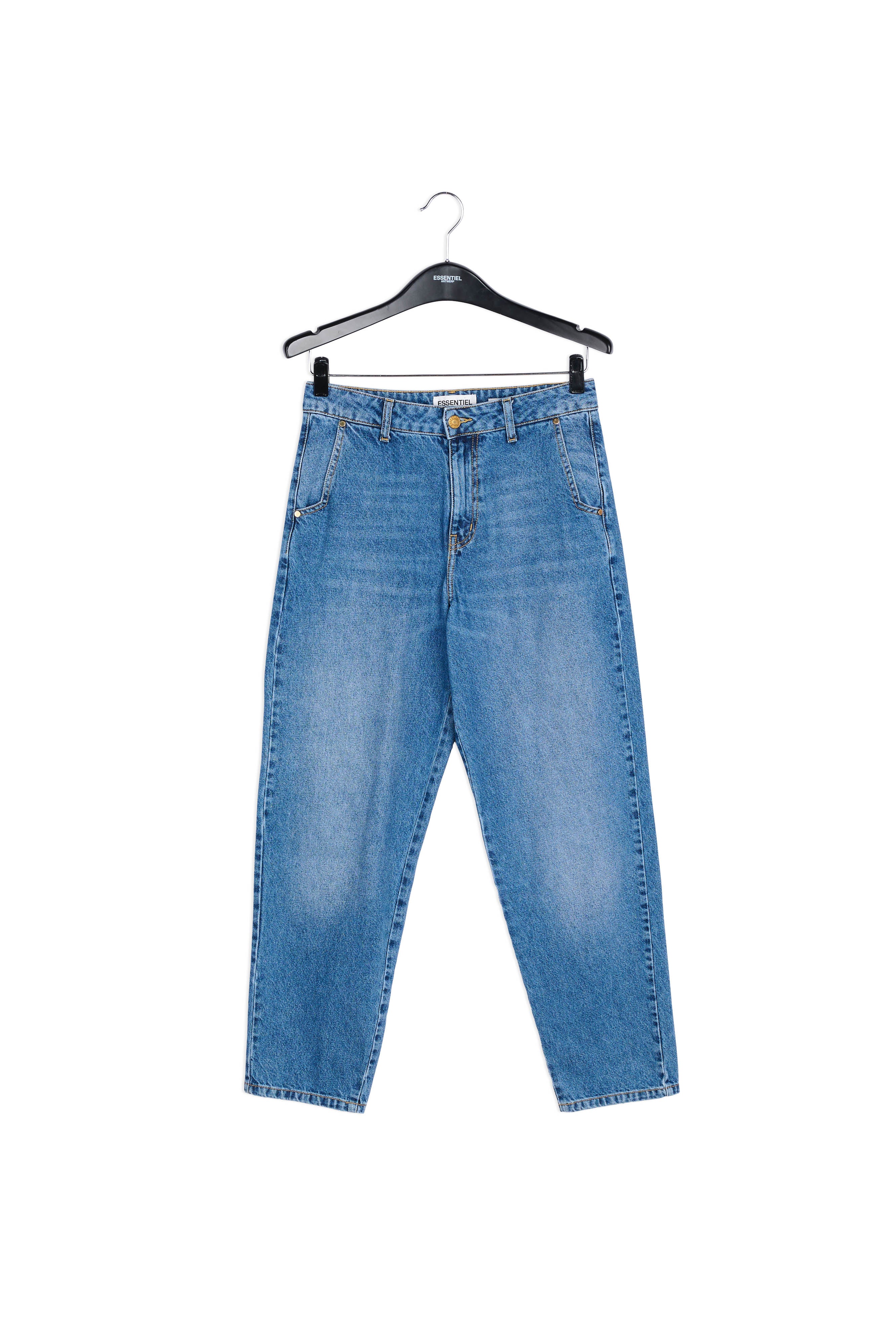 Jean boyfriend court taille haute en coton bleu marine RE—SSENTIEL | Essentiel second hand