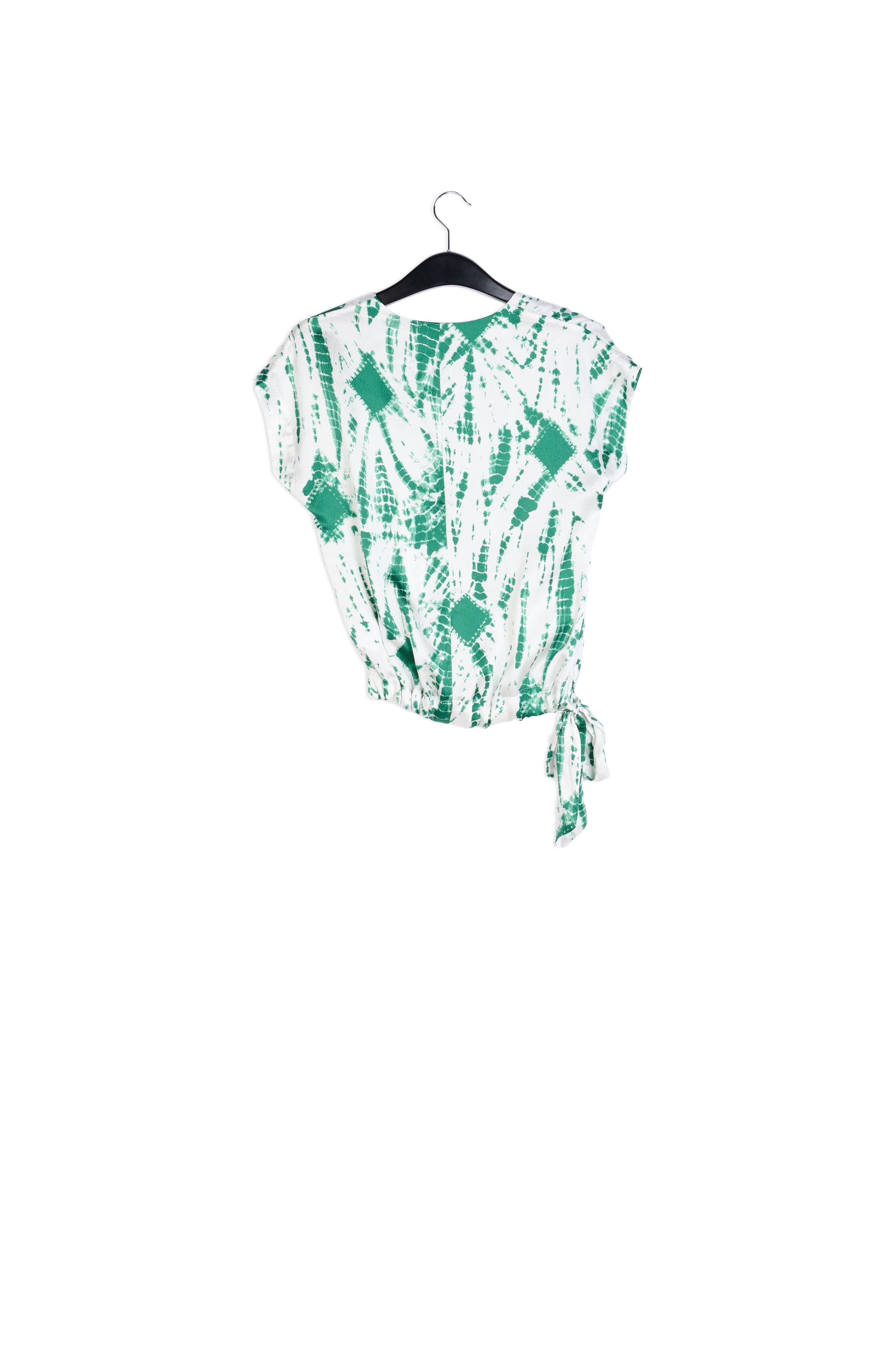 Top en soie tie-dye blanc cassé et vert RE—SSENTIEL | Essentiel second hand