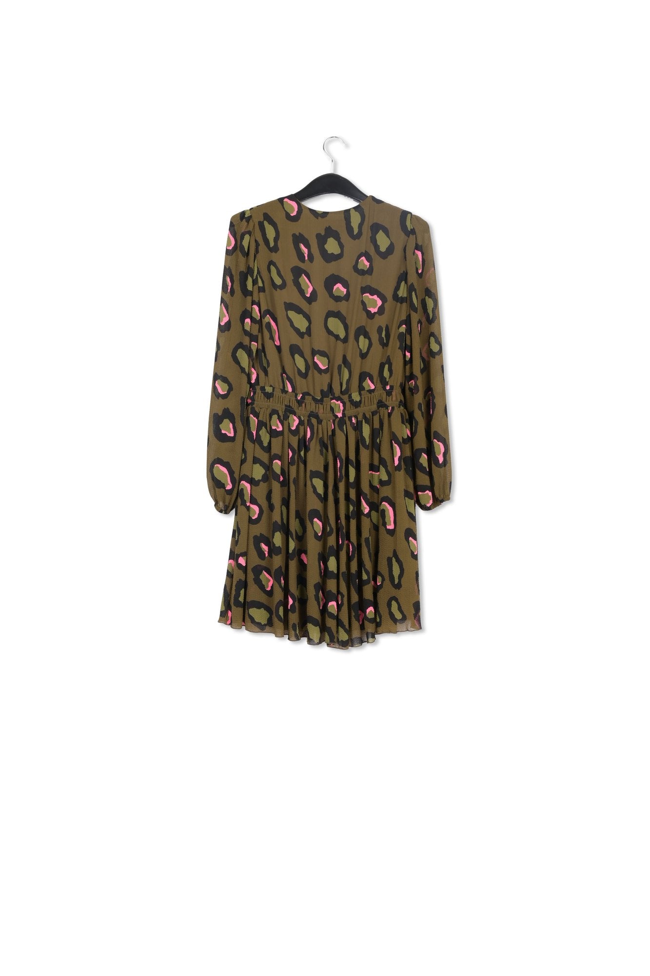 Khaki leopard-print mini dress RE—SSENTIEL | Essentiel second hand