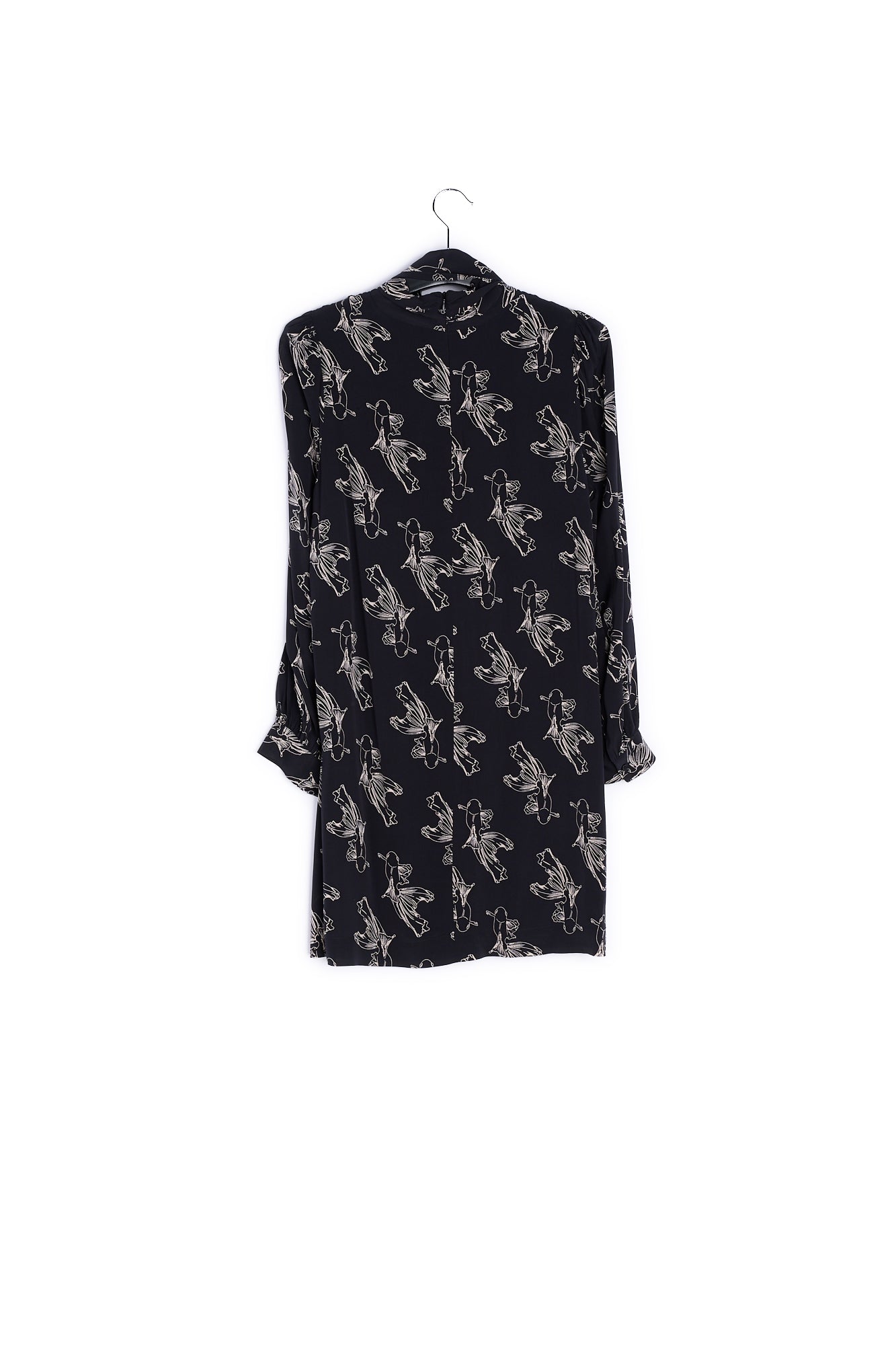 Zwarte mini-jurk met grafische print RE—SSENTIEL | Essentiel second hand