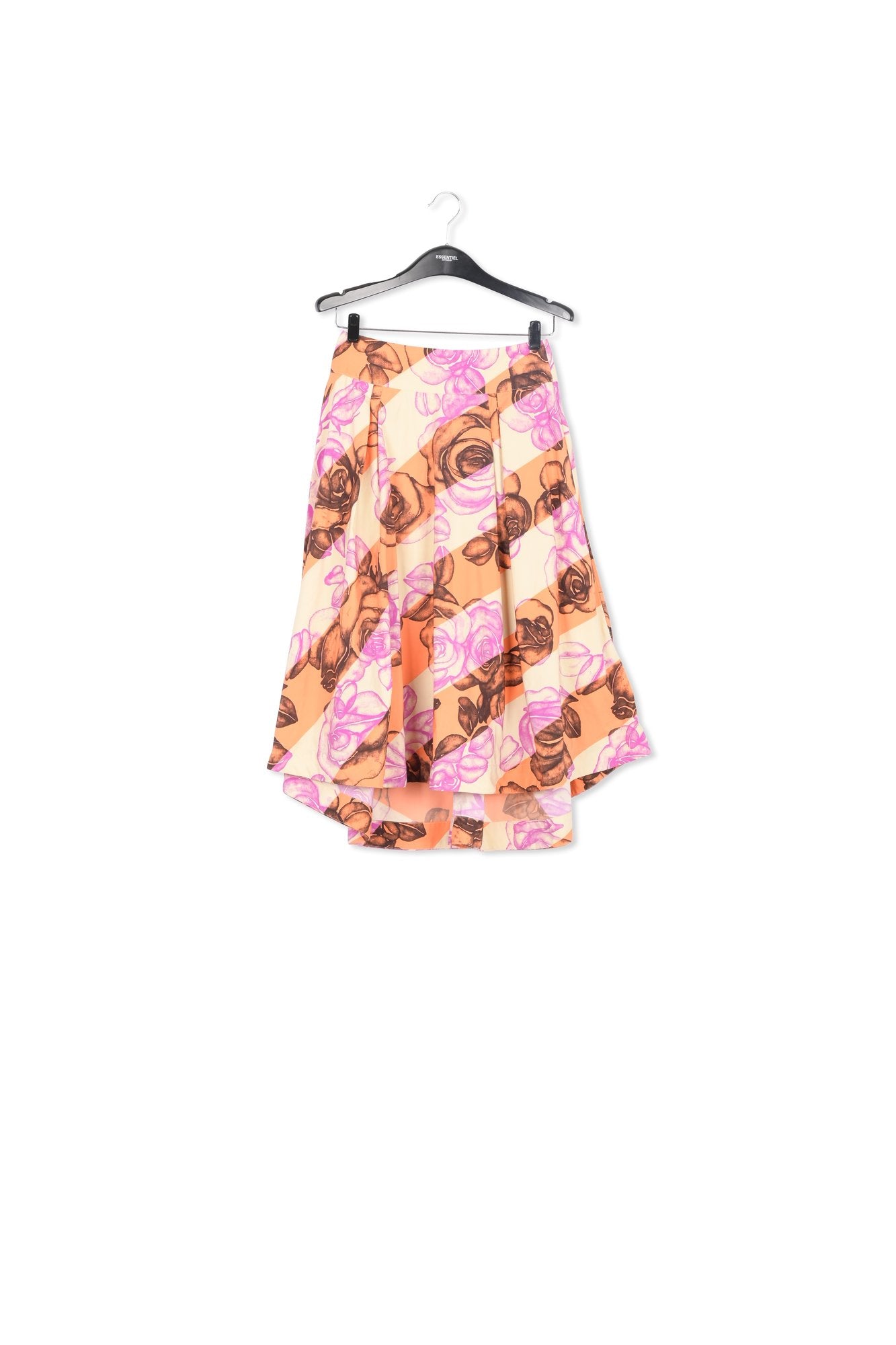 Light yellow, orange and purple pleated midi skirt RE—SSENTIEL | Essentiel second hand