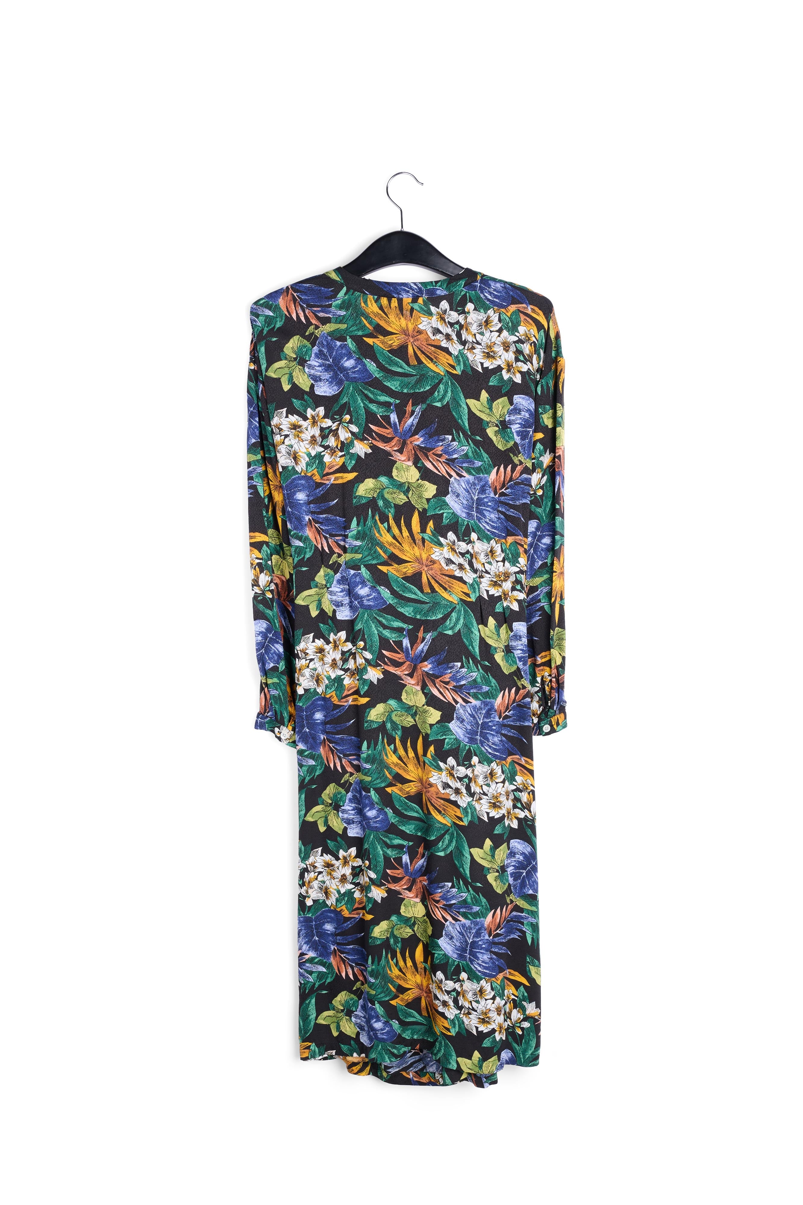 Blue, green and orange floral-print midi dress RE—SSENTIEL | Essentiel second hand