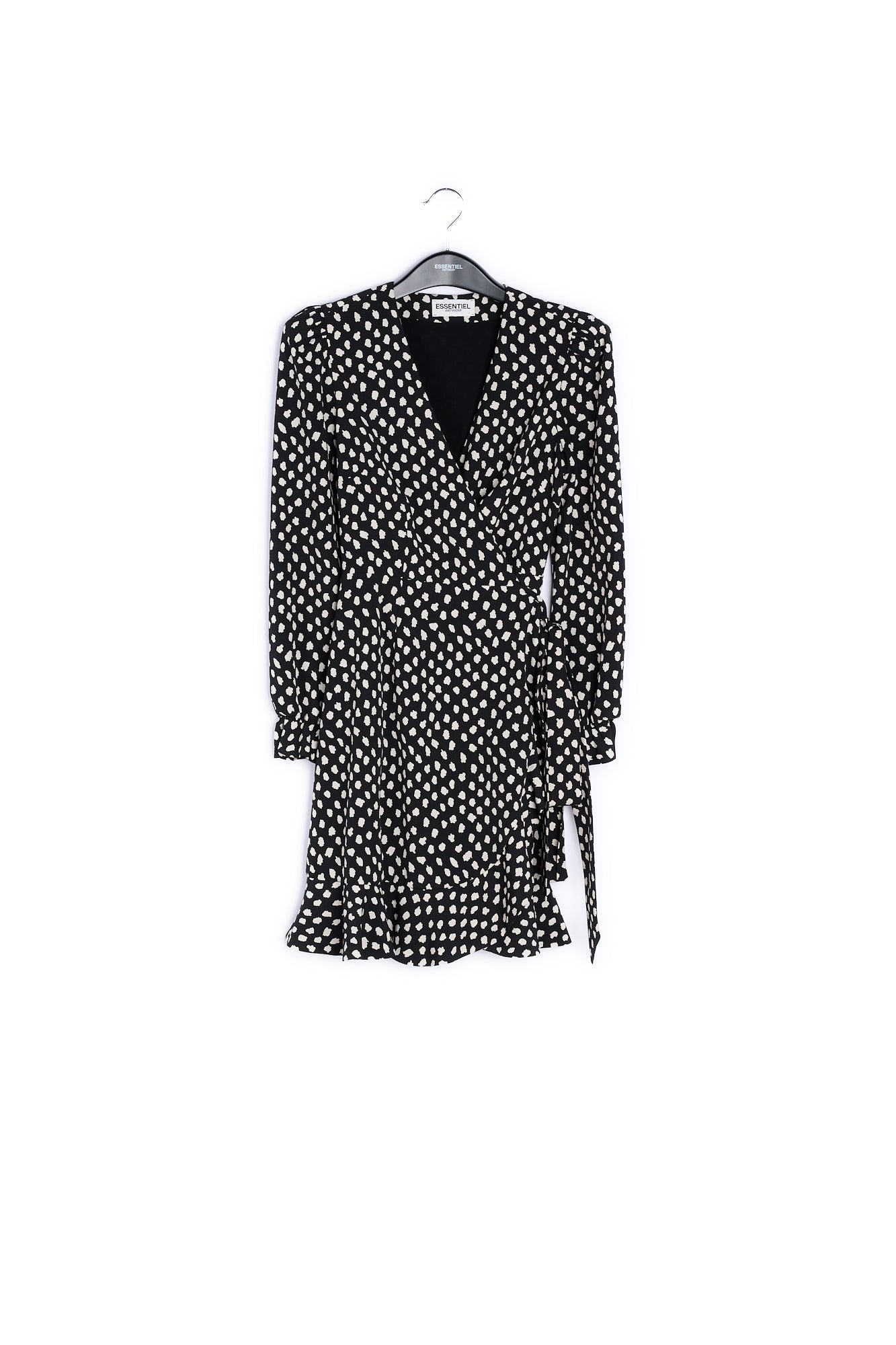 Mini robe cache-cœur noire à pois RE—SSENTIEL | Essentiel second hand