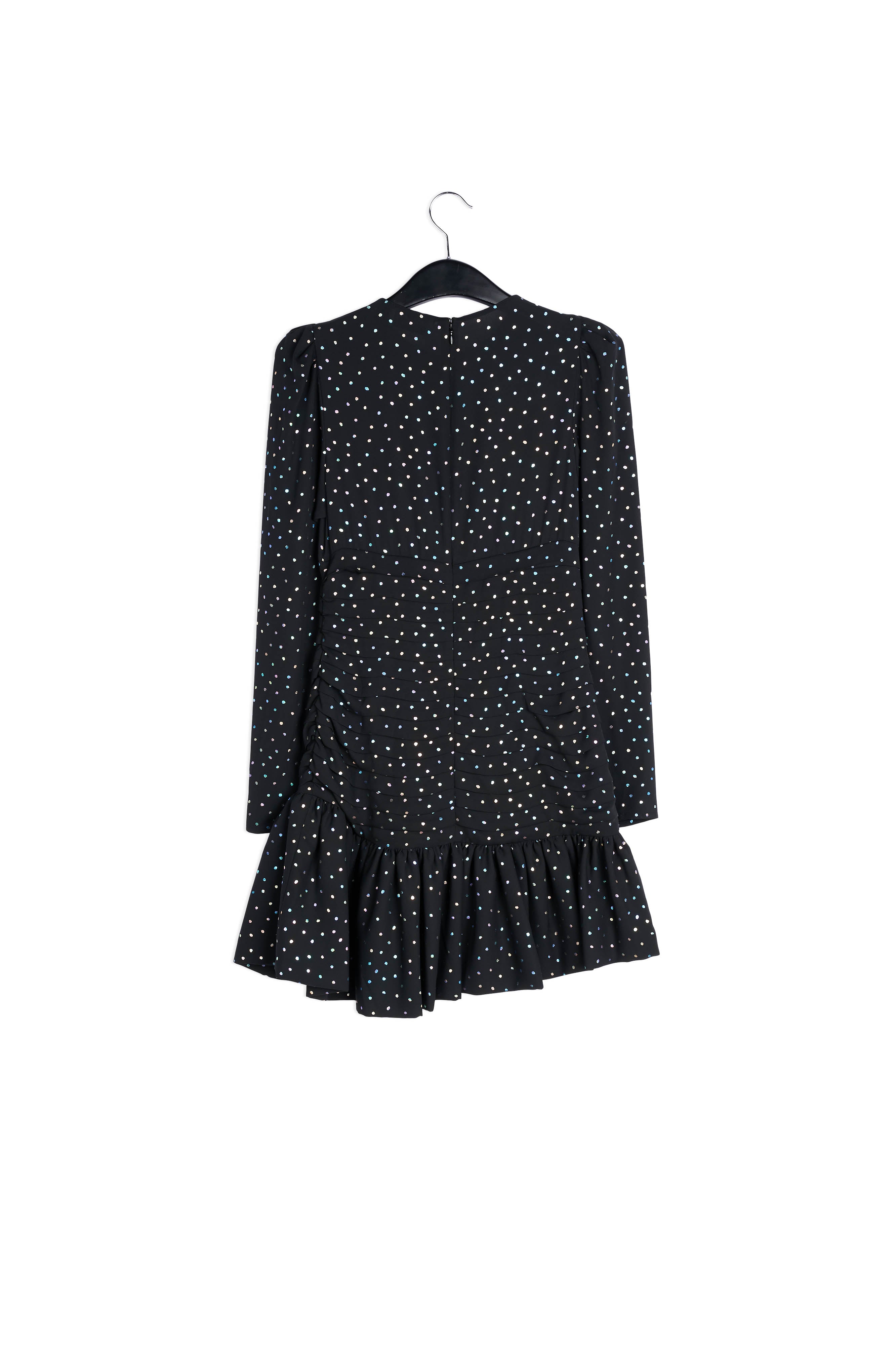 Black mini dress with holographic polka dots RE—SSENTIEL | Essentiel second hand