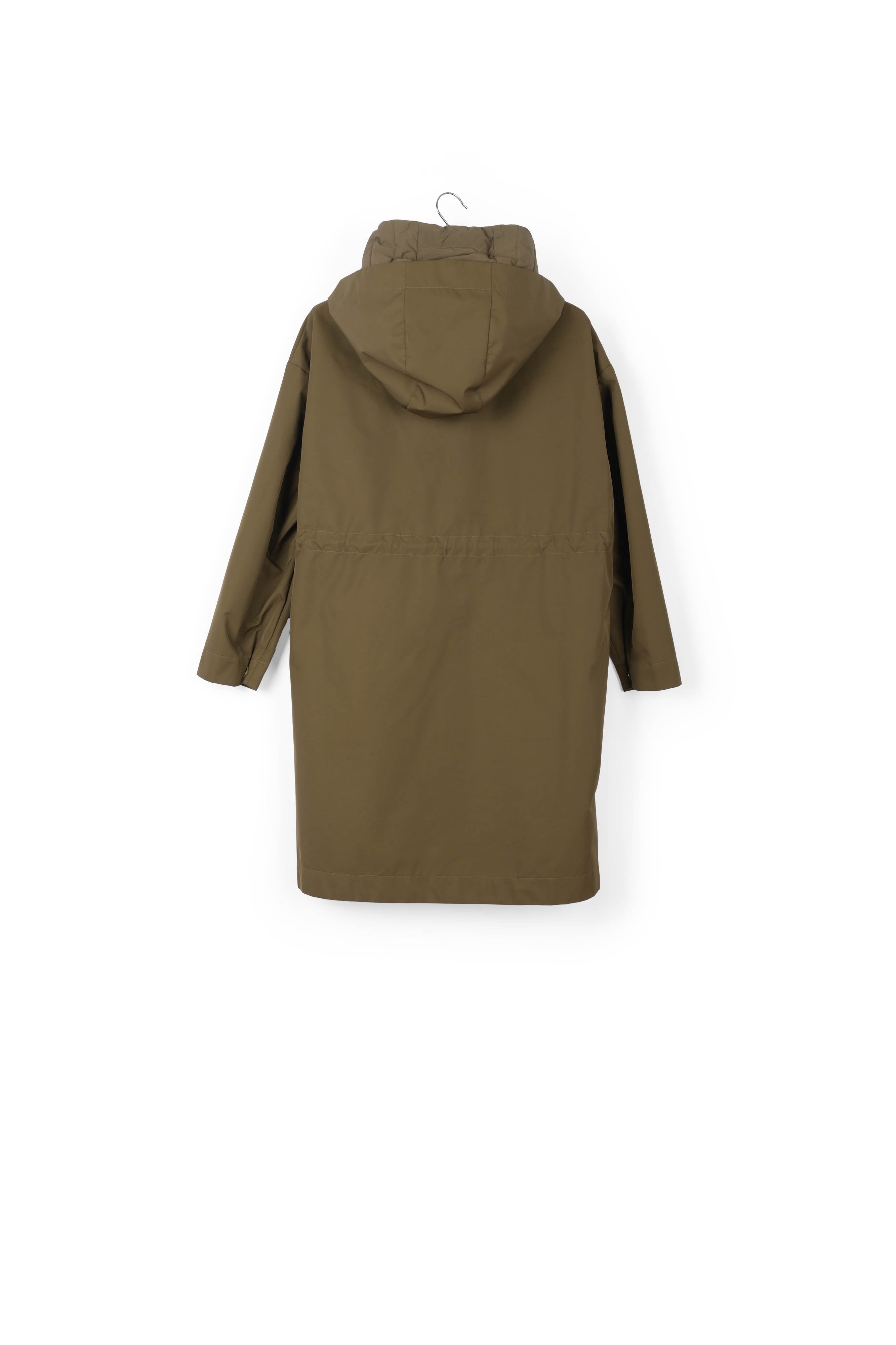 Khaki oversized hooded raincoat RE—SSENTIEL | Essentiel second hand
