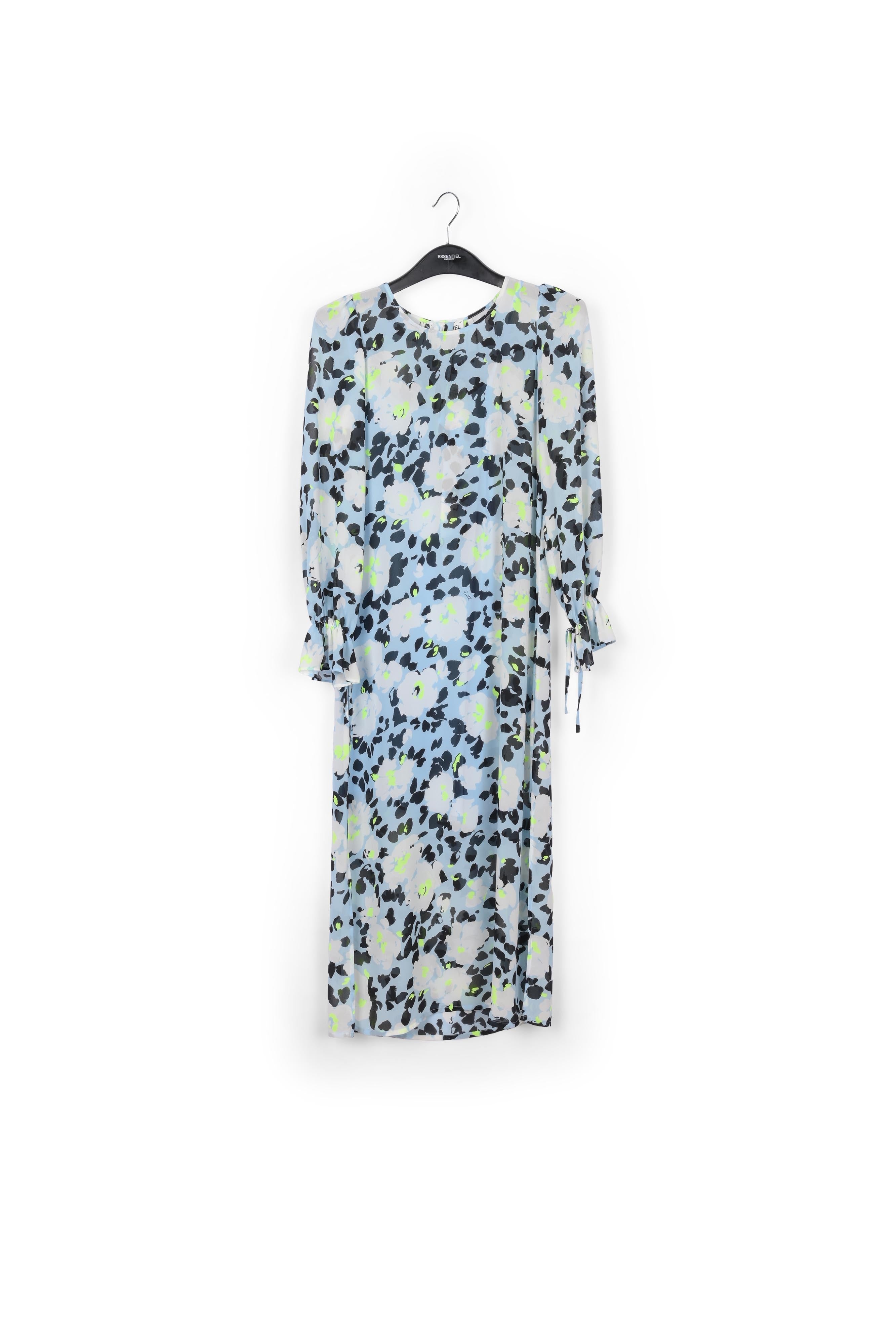 Robe midi bleu pâle à fleurs avec ceinture RE—SSENTIEL | Essentiel second hand