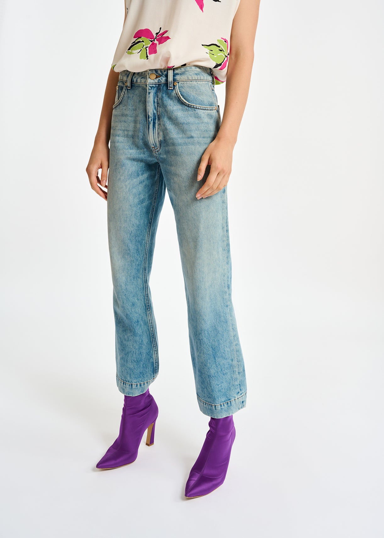 Cropped high-rise blue jeans RE—SSENTIEL | Essentiel second hand