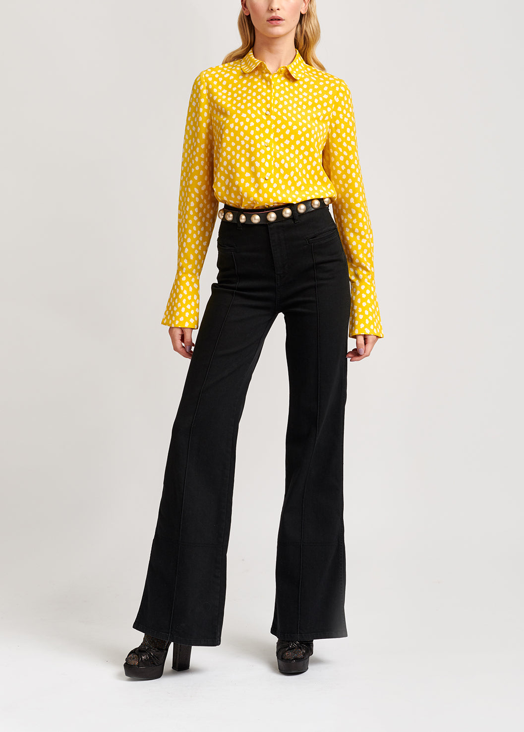 Chemise jaune à pois RE—SSENTIEL | Essentiel second hand