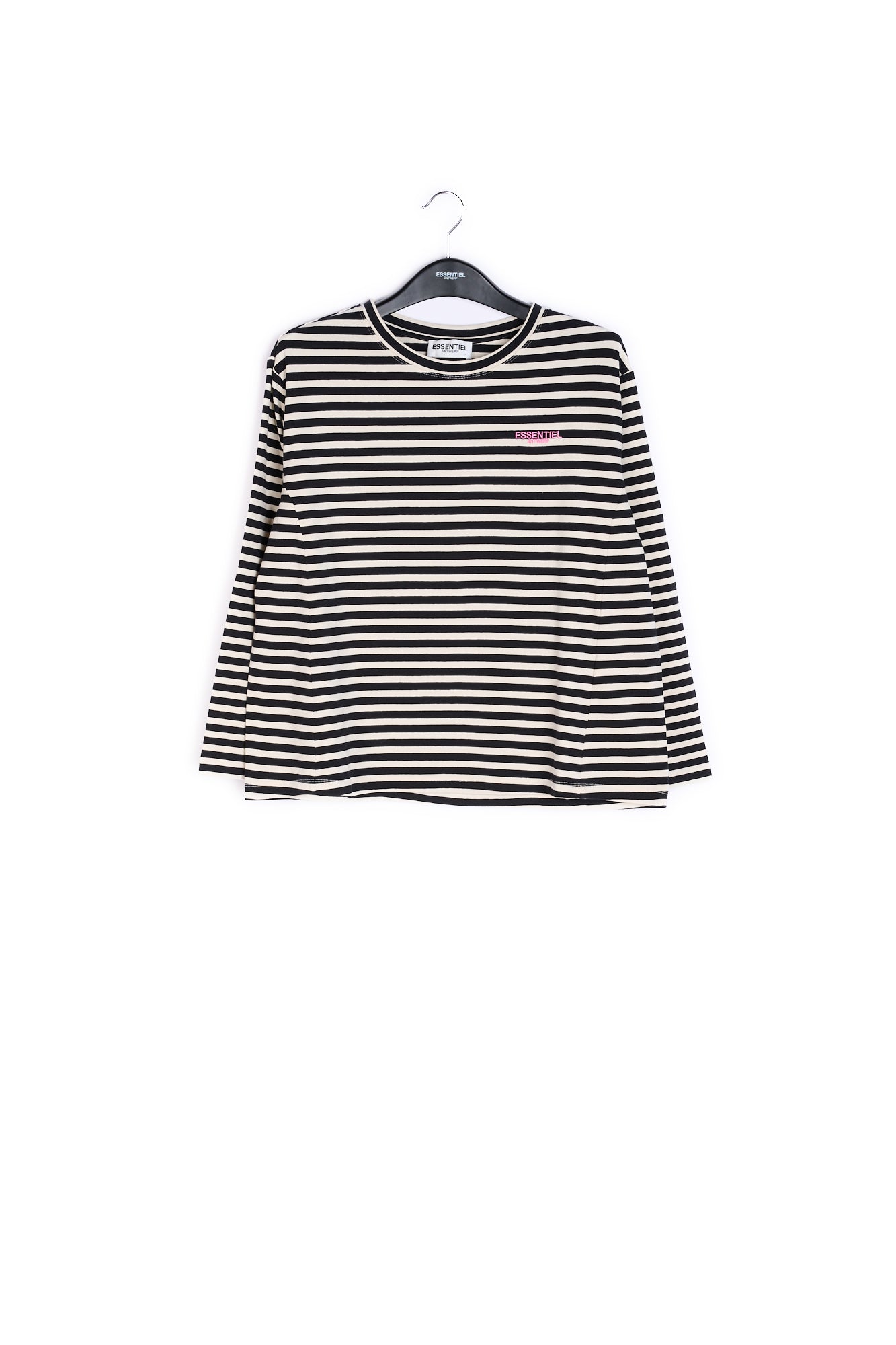 Black and white striped t-shirt with essentiel logo RE—SSENTIEL | Essentiel second hand