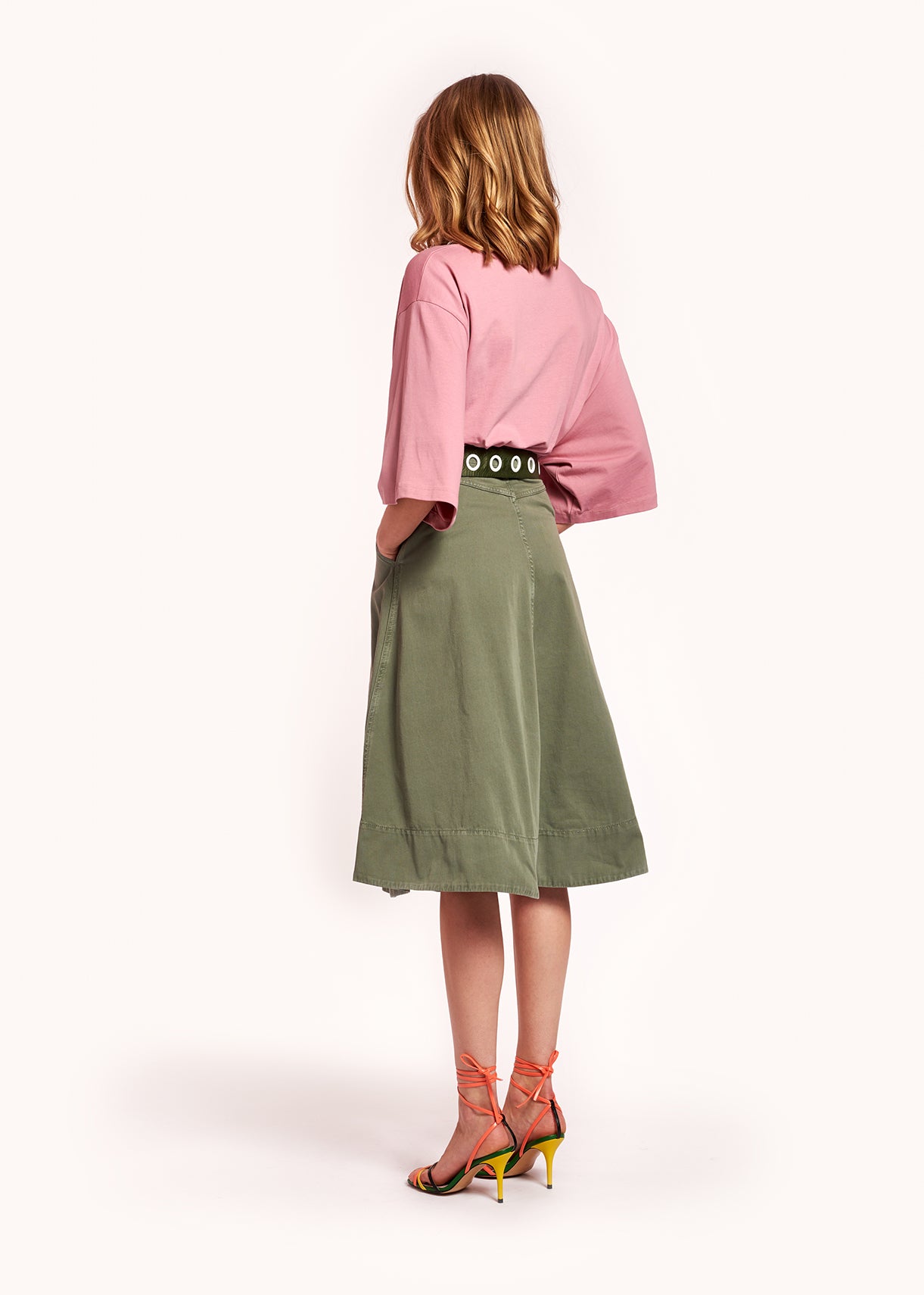 Dusty pink blurred slogan cotton-jersey oversized t-shirt RE—SSENTIEL | Essentiel second hand