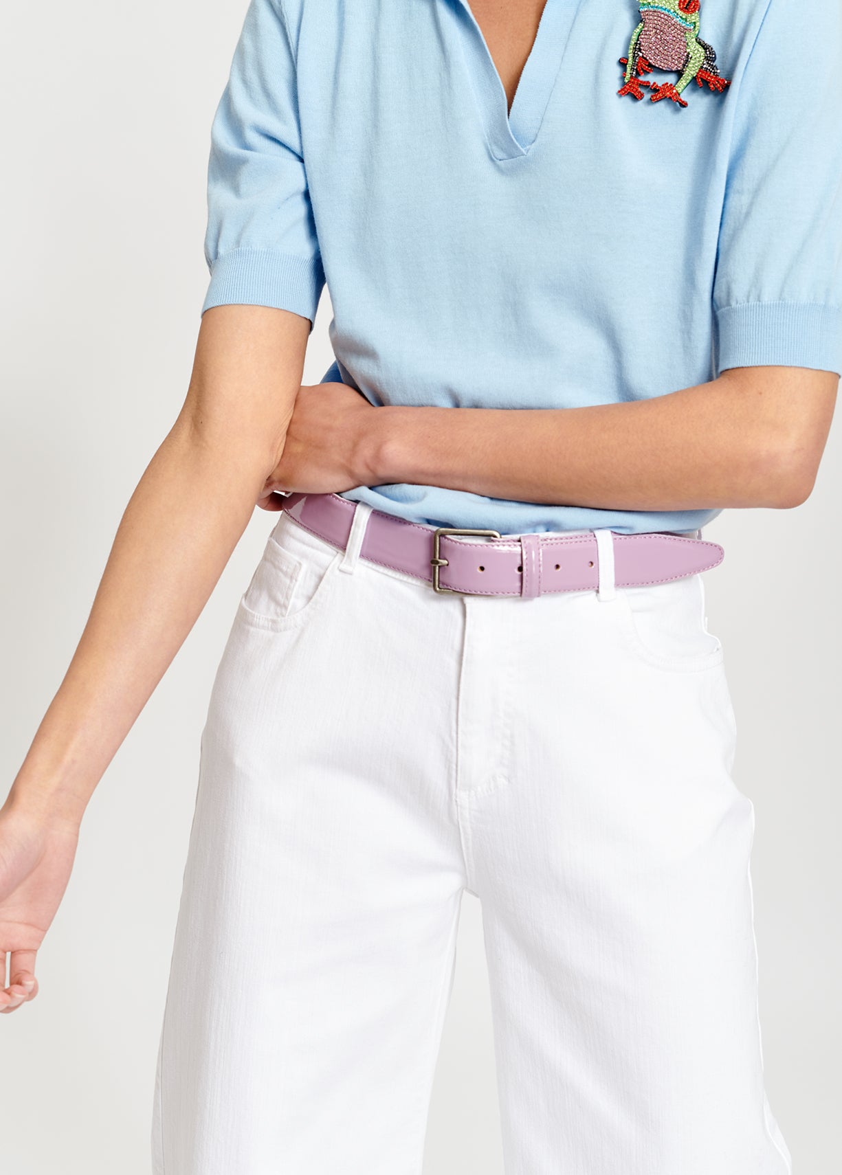 Lilac knitted polo shirt RE—SSENTIEL | Essentiel second hand