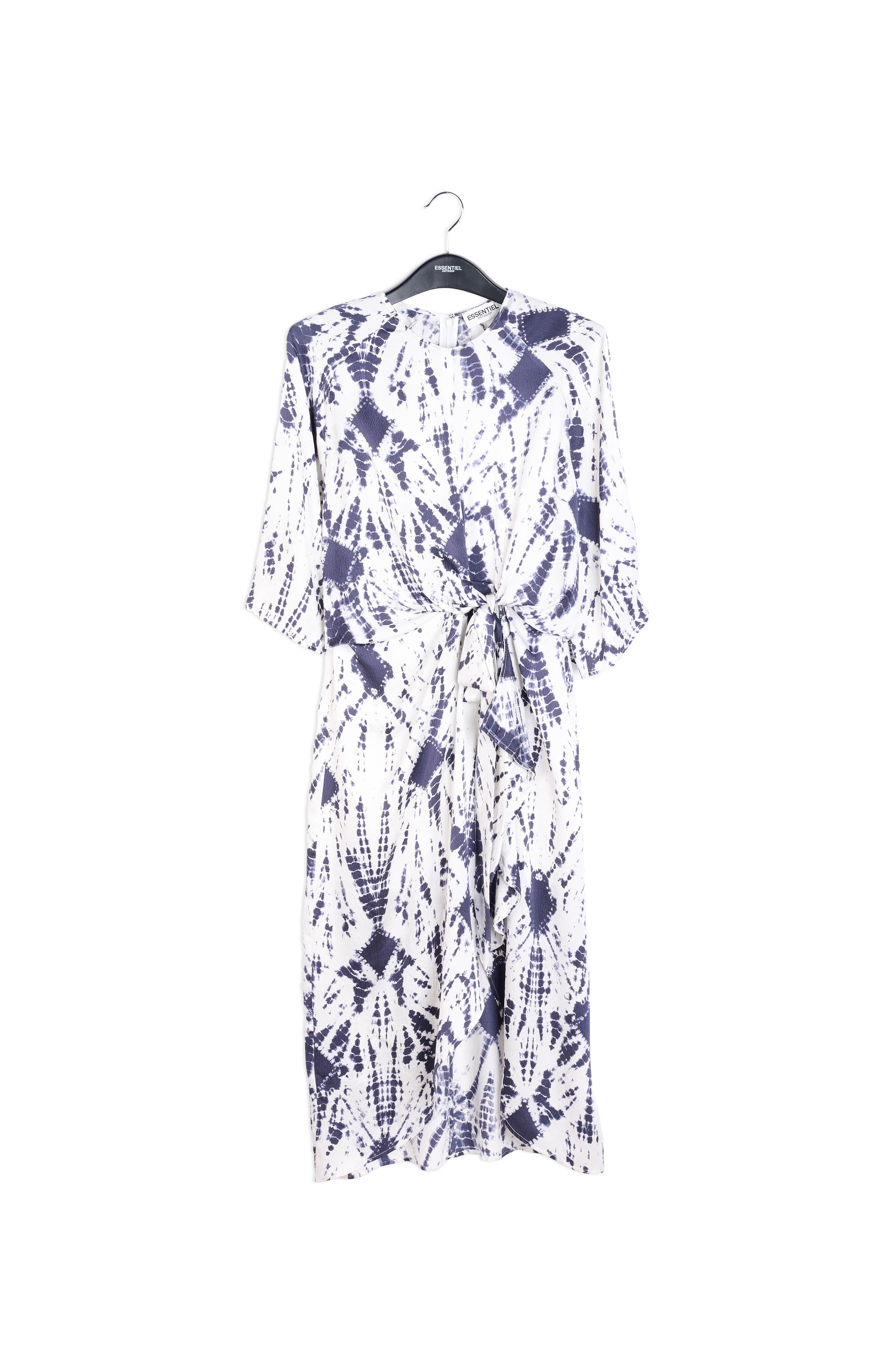 Off-white and green tie-dyed silk midi dress RE—SSENTIEL | Essentiel second hand