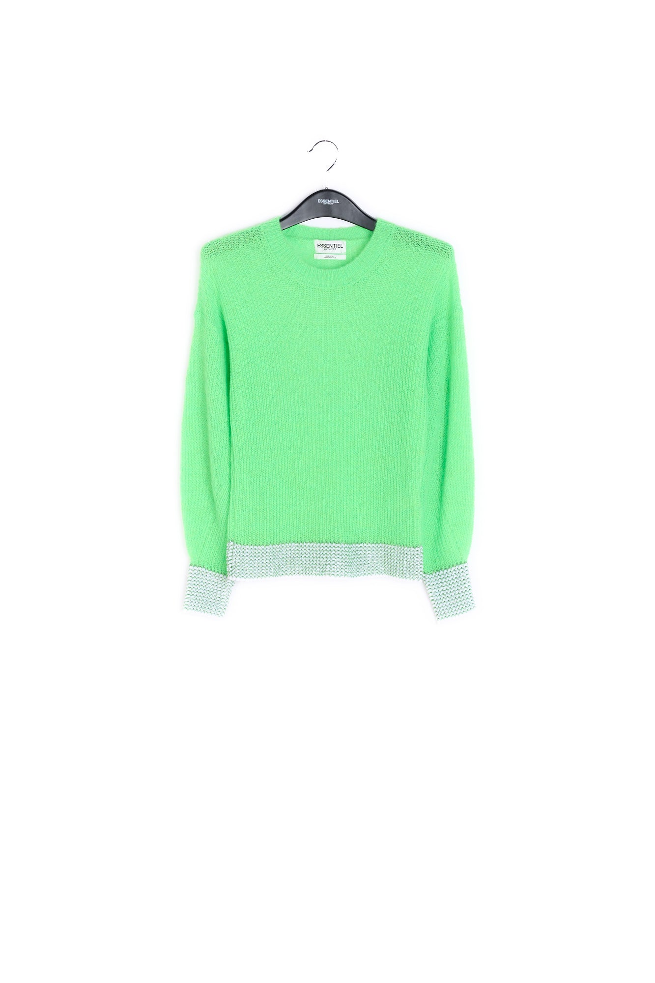 Bright green summer sweater with contrasting trims RE—SSENTIEL | Essentiel second hand
