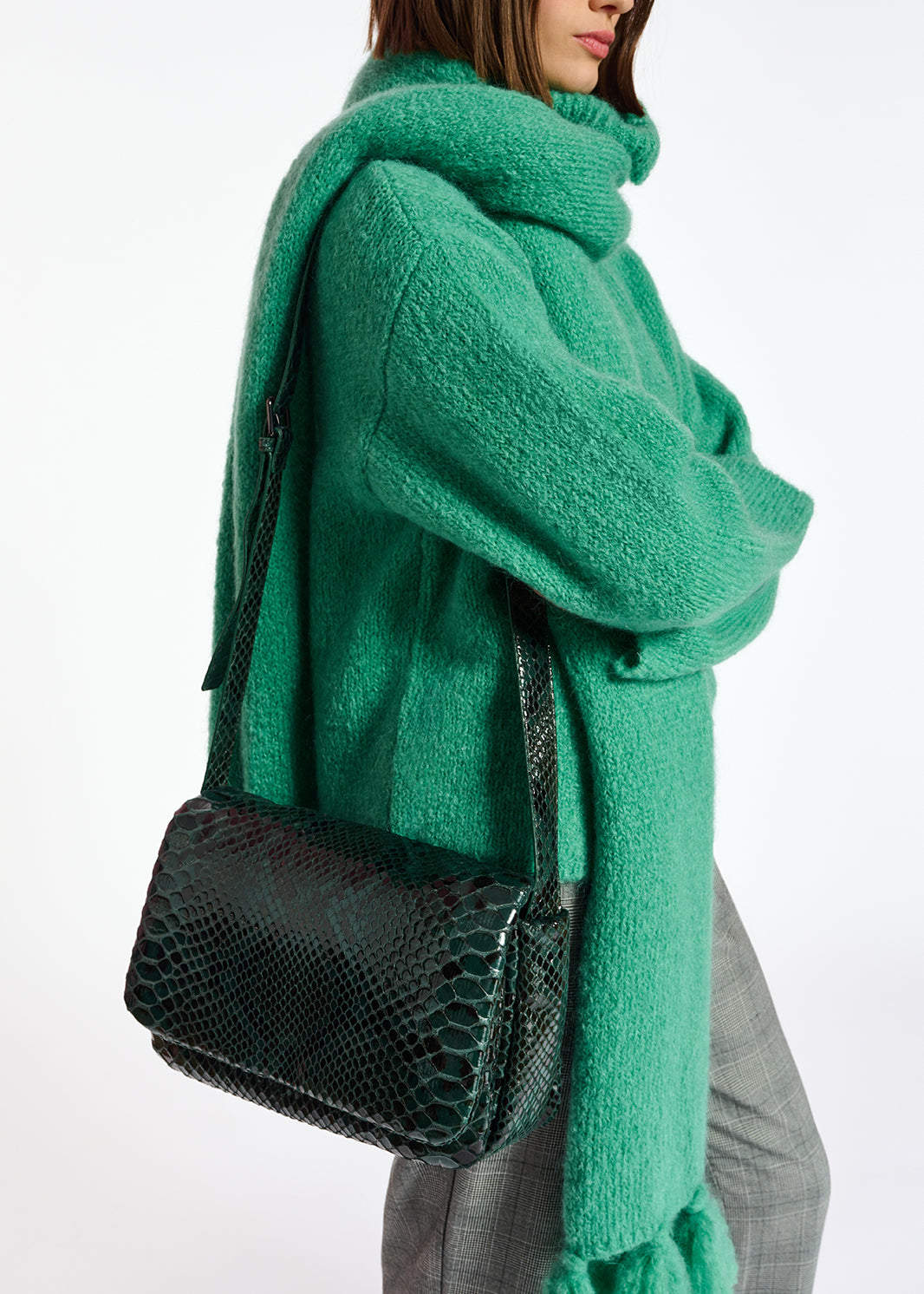 Teal oversized mohair-blend scarf RE—SSENTIEL | Essentiel second hand