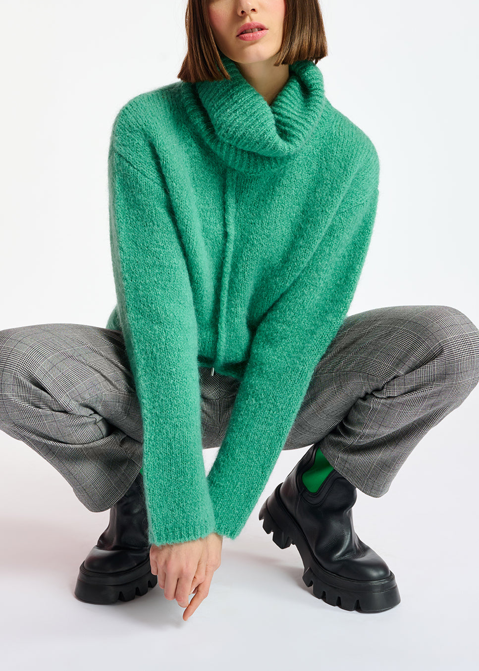 Teal mohair-blend turtleneck sweater RE—SSENTIEL | Essentiel second hand