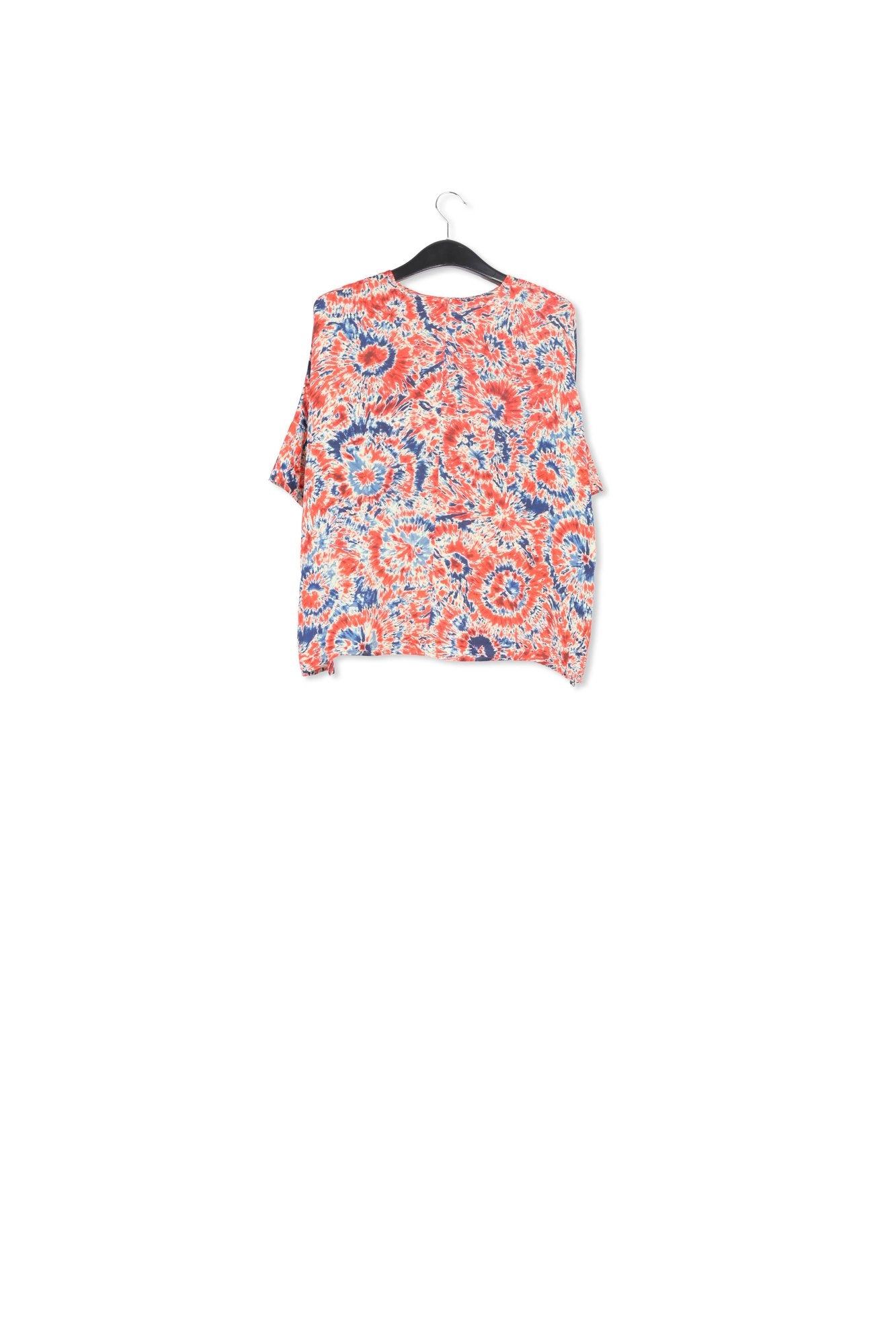 Red and blue tie-dye printed oversized top RE—SSENTIEL | Essentiel second hand
