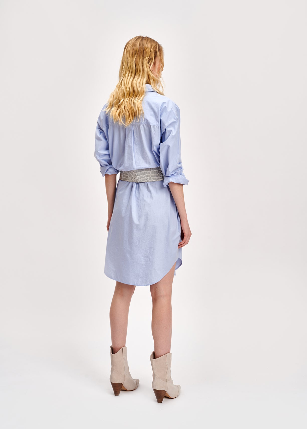 Light blue neon embroidered cotton shirt dress RE—SSENTIEL | Essentiel second hand