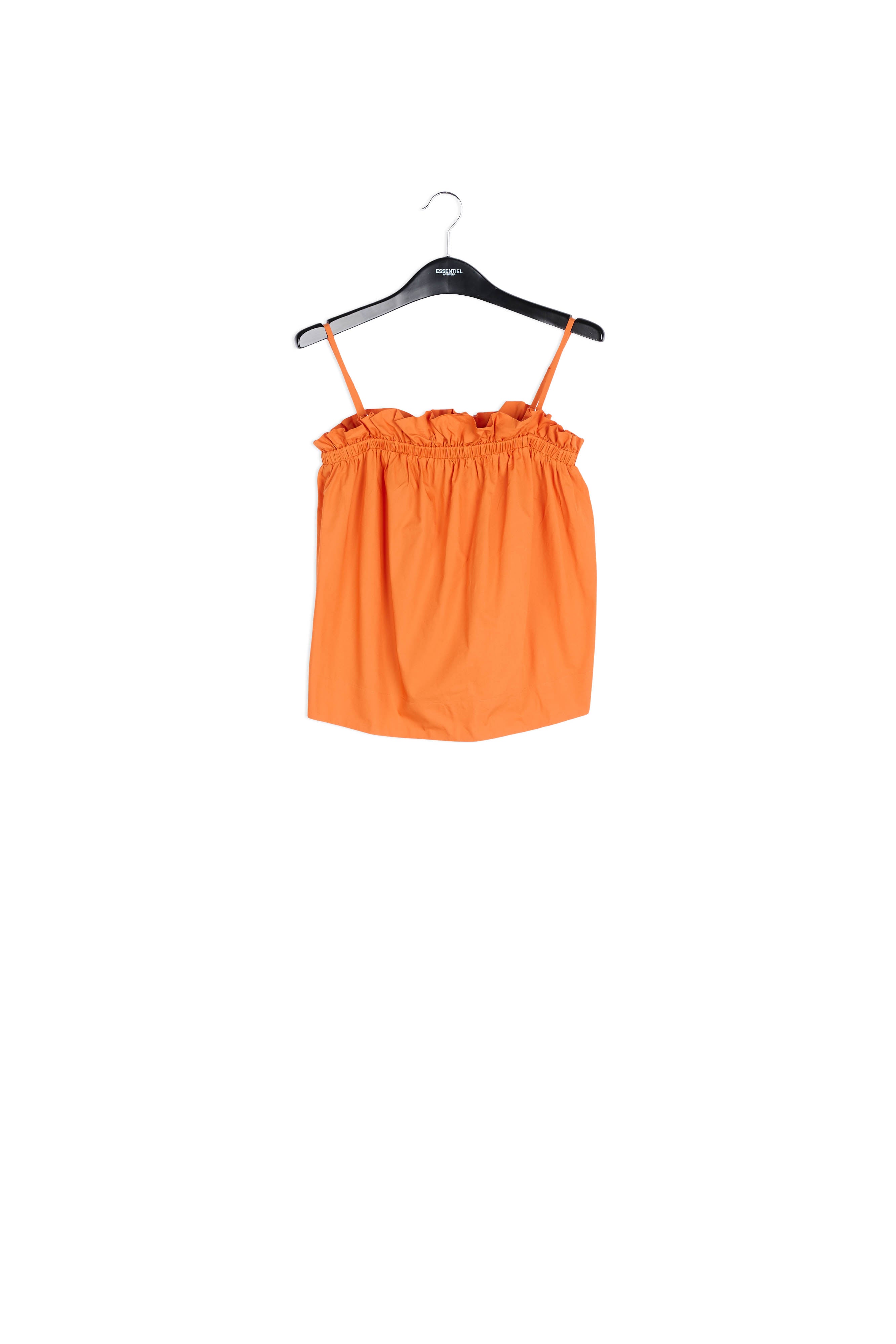 Orange cotton-poplin ruffled camisole RE—SSENTIEL | Essentiel second hand