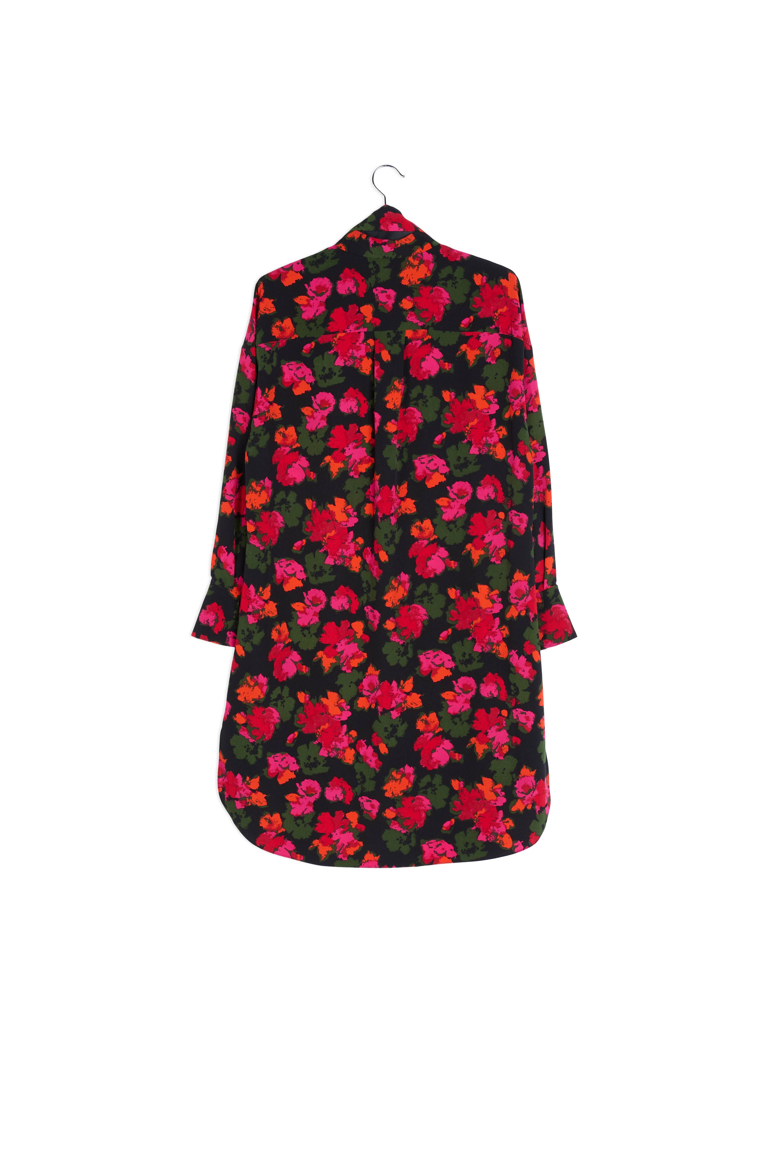 Midi-hemdjurk met zwart en rode bloemenprint RE—SSENTIEL | Essentiel second hand