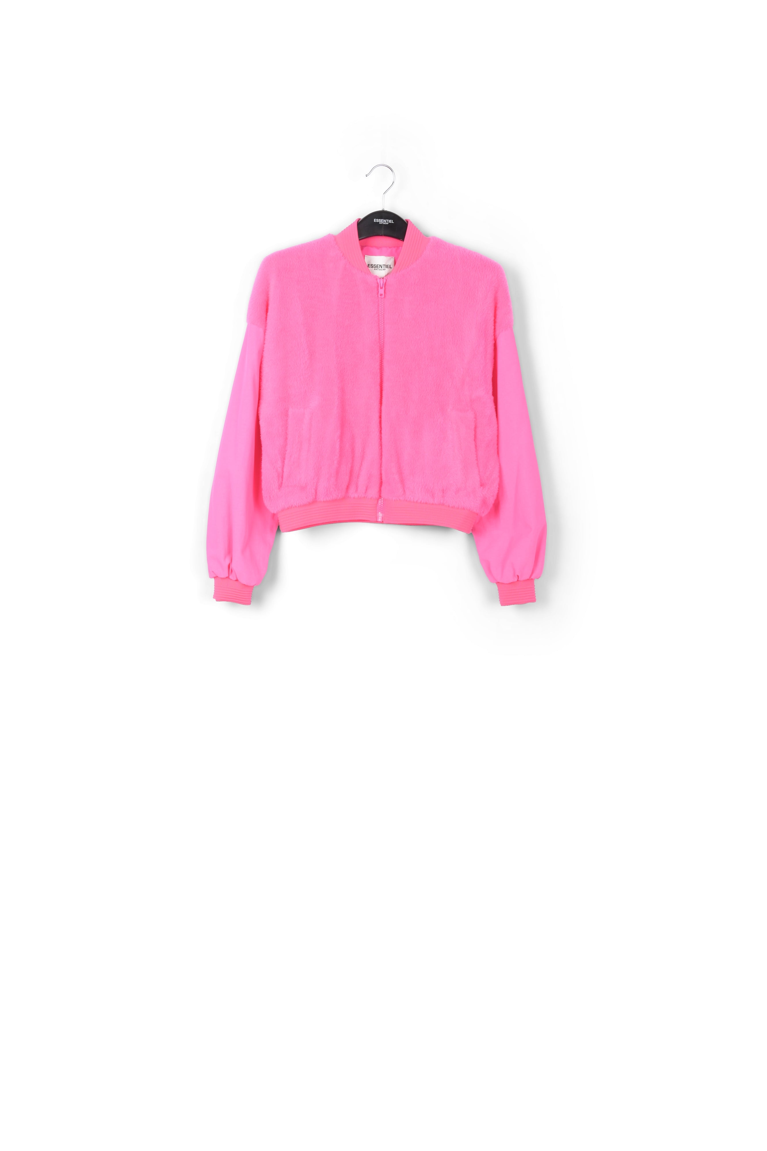 Pink faux fur bomber cardigan RE—SSENTIEL | Essentiel second hand