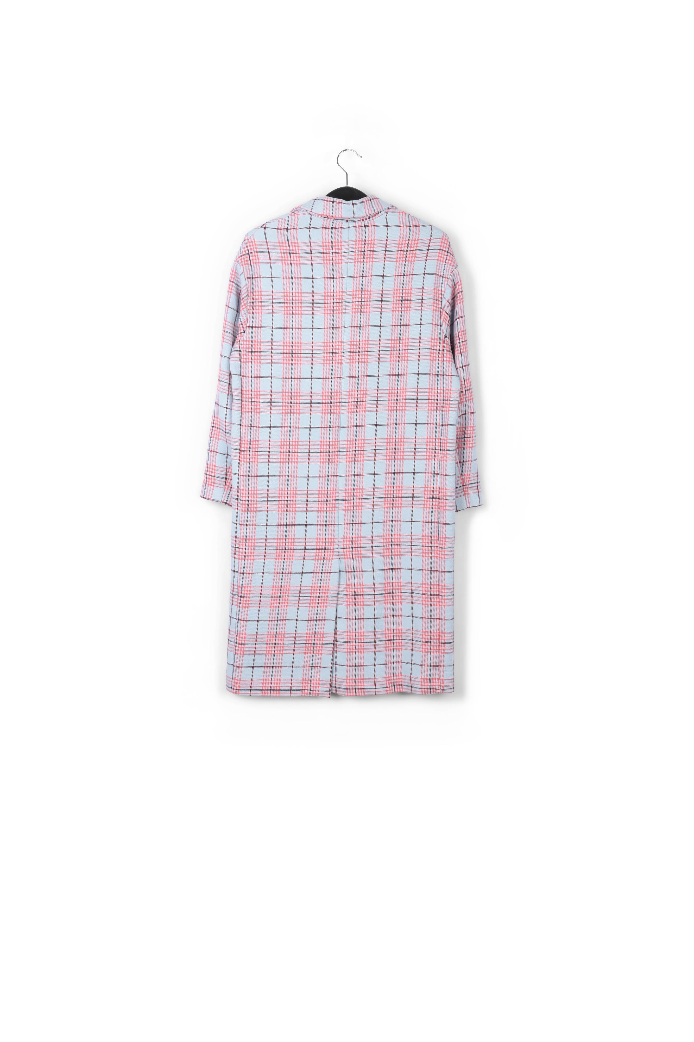 Sky blue plaid long coat RE—SSENTIEL | Essentiel second hand