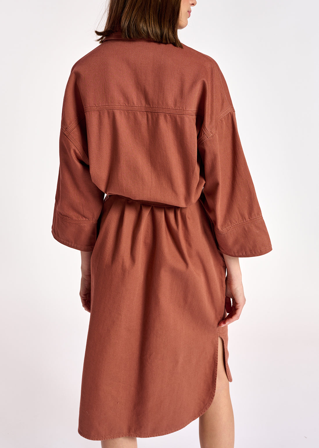 Bruine hemdjurk in jeansstof RE—SSENTIEL | Essentiel second hand